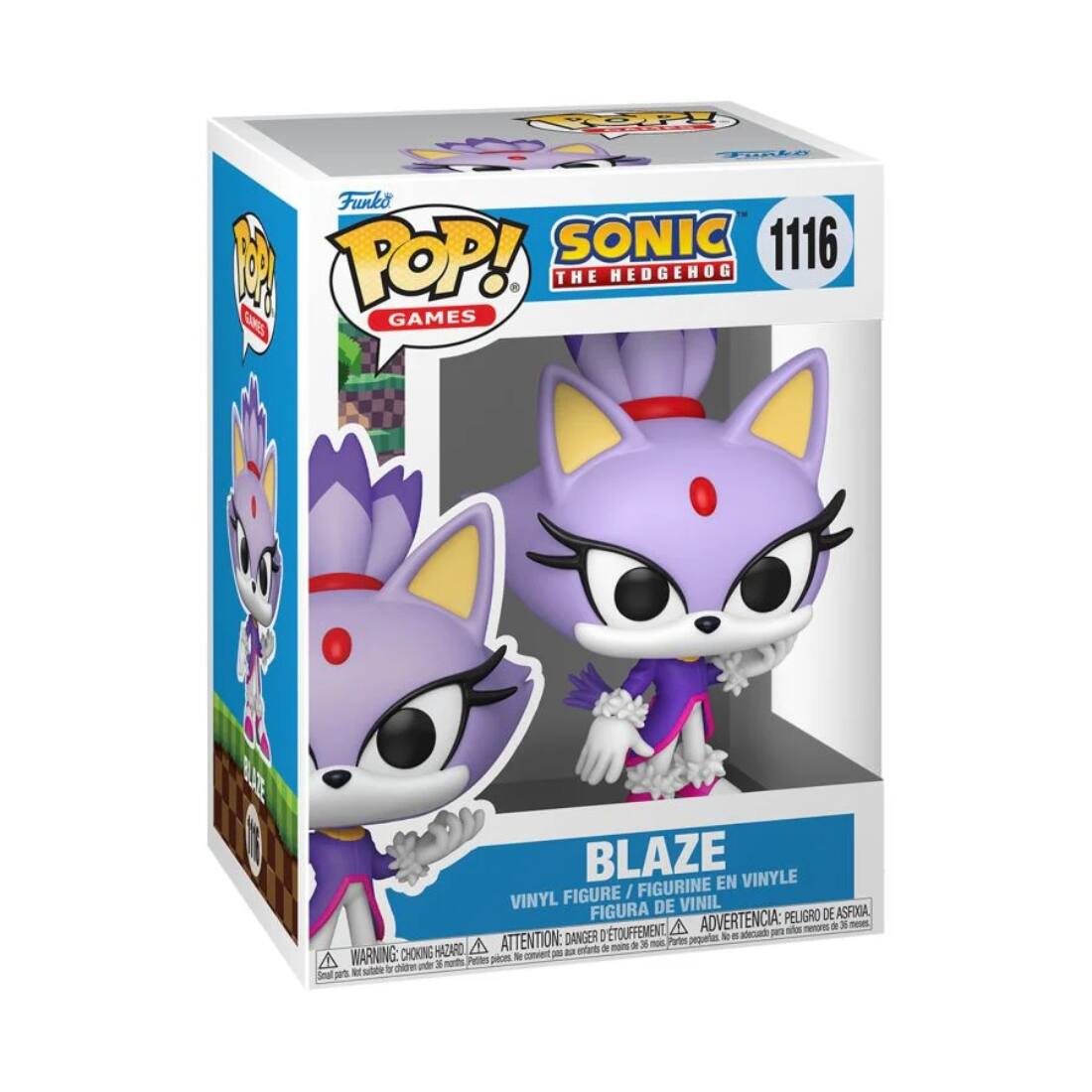 Funko POP! GAMES  
SONIC THE HEDGEHOG  
1116  

BLAZE  
VINYL FIGURE / FIGURINE EN VINYLE / FIGURA DE VINIL  

WARNING: CHOKING HAZARD - Small parts. Not for children under 3 years.  
ADVERTENCIA: PELIGRO DE ASFIXIA - Piezas pequeñas. No es adecuado para menores de 3 años.  
ATTENTION: DANGER d'ETOUFFEMENT - Petits éléments. Ne convient pas aux enfants de moins de 3 ans.