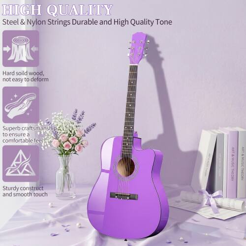 HIGH QUALITY  
Steel & Nylon Strings Durable and High Quality Tone  
Hard solid wood, not easy to deform  
Superb craftsmanship to ensure a comfortable feel  
Sturdy construct and smooth touch  

LEY 25w THE - &MSCTHIOR  
ART & MUSIC THEORY