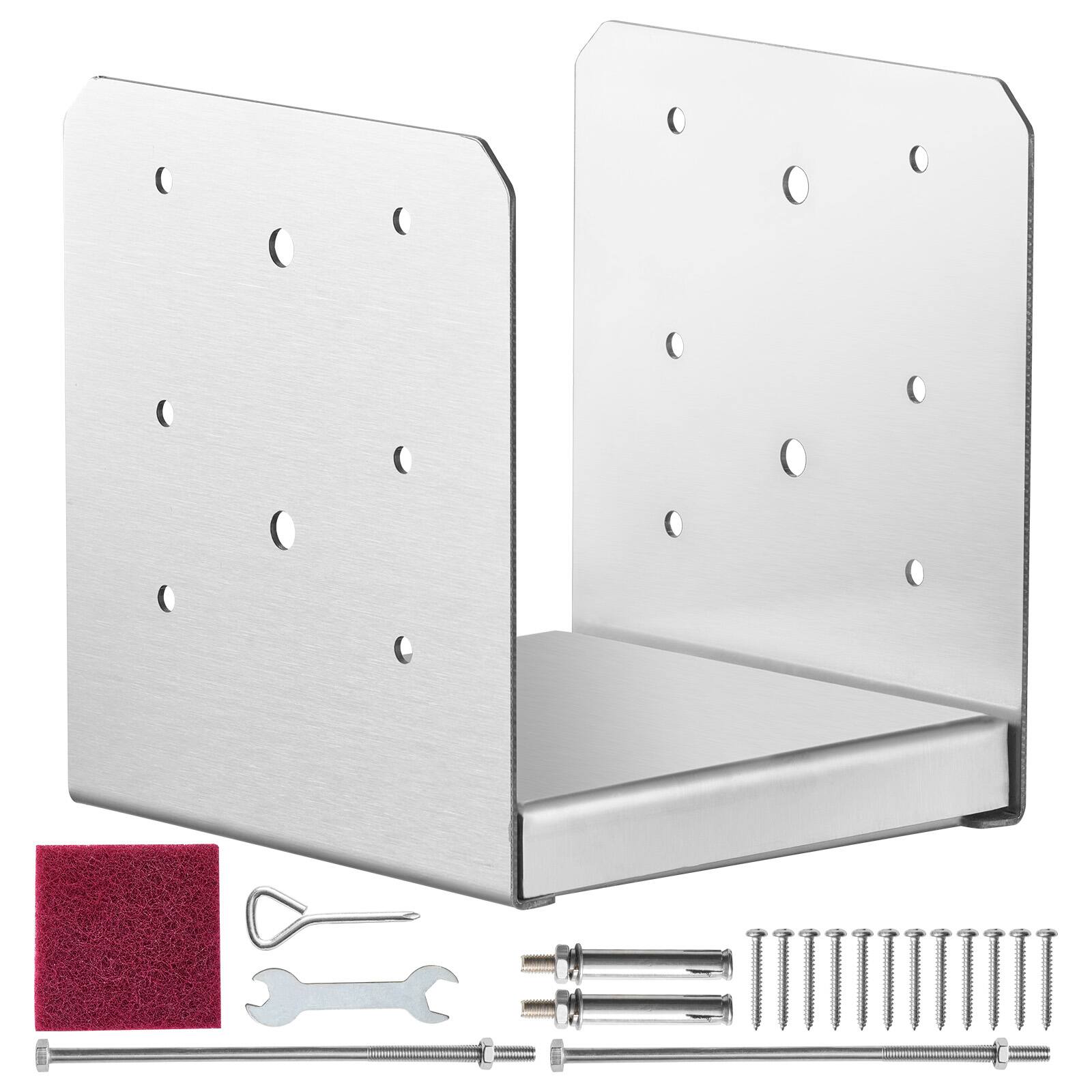 Alt View 5. VEVOR - 6"x 6" Post Base, 1Pcs Stainless Steel Adjustable Post Anchor Bracket(Internal 5.9 x 5.5"), Adjustable Post Base - Silver.