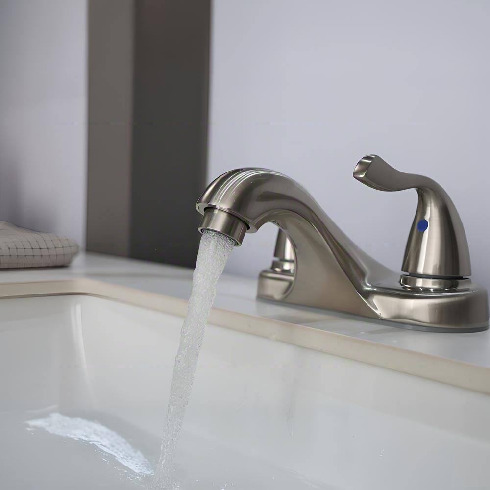 Angle. Bothwa Home - Bothwa Home Two-Handle Bathroom Sink Faucet  Lead-Free cUPC Mixer Double Handle Tap Deck Mounted - Brushed Nicke.