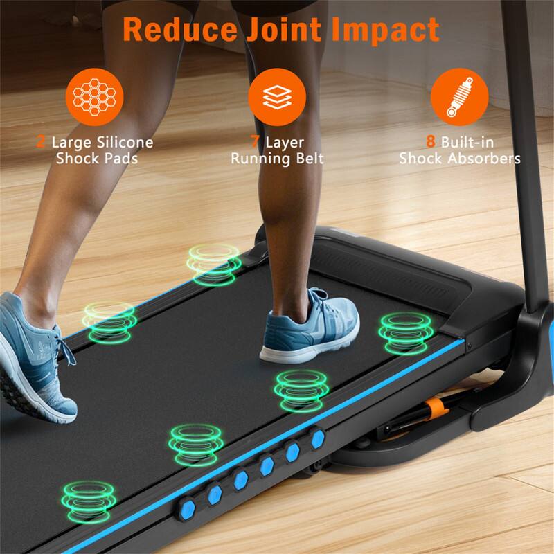 Reduce Joint Impact  
2 Large Silicone Shock Pads  
7 Layer Running Belt  
8 Built-in Shock Absorbers