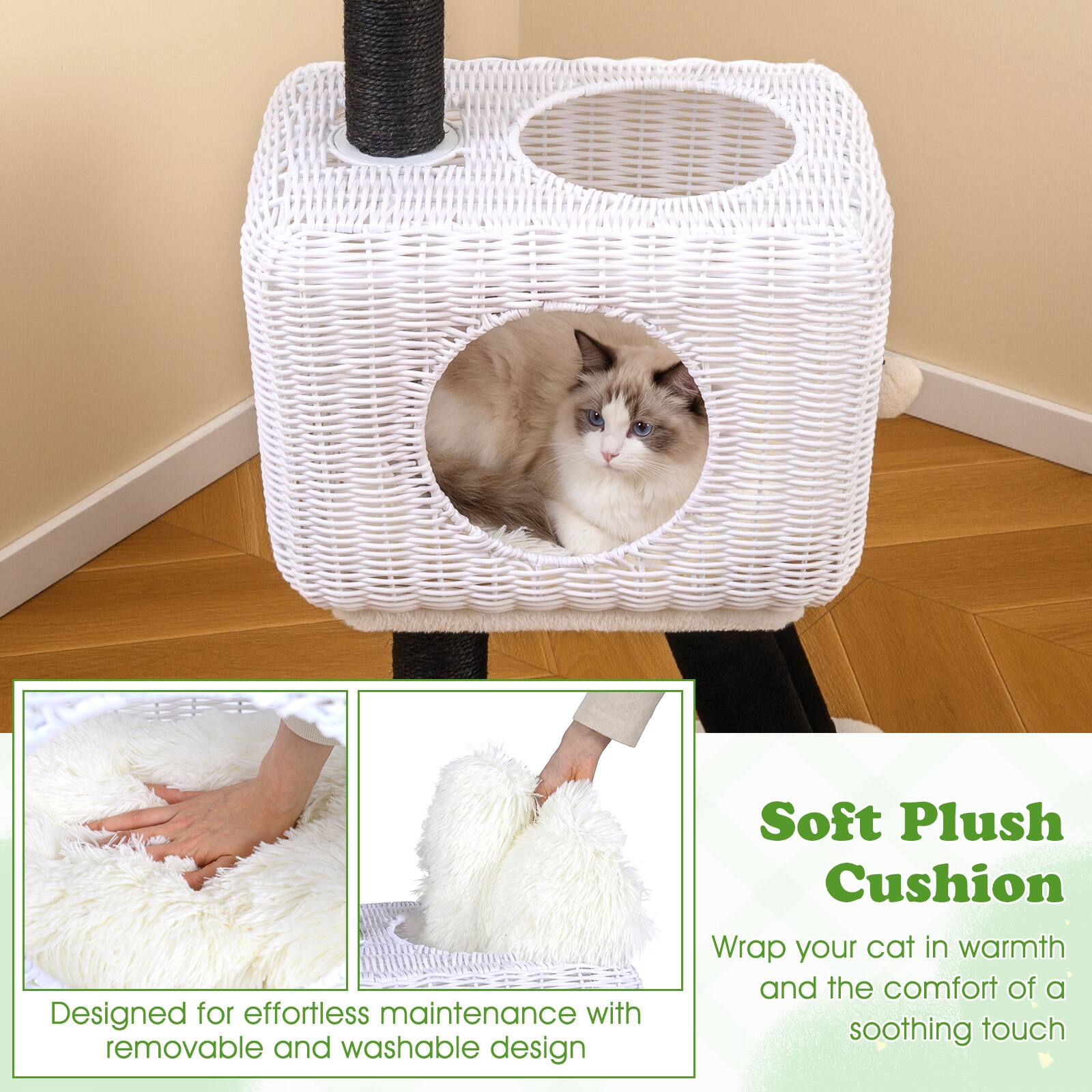 Designed for effortless maintenance with removable and washable design

Soft Plush Cushion

Wrap your cat in warmth and the comfort of a soothing touch