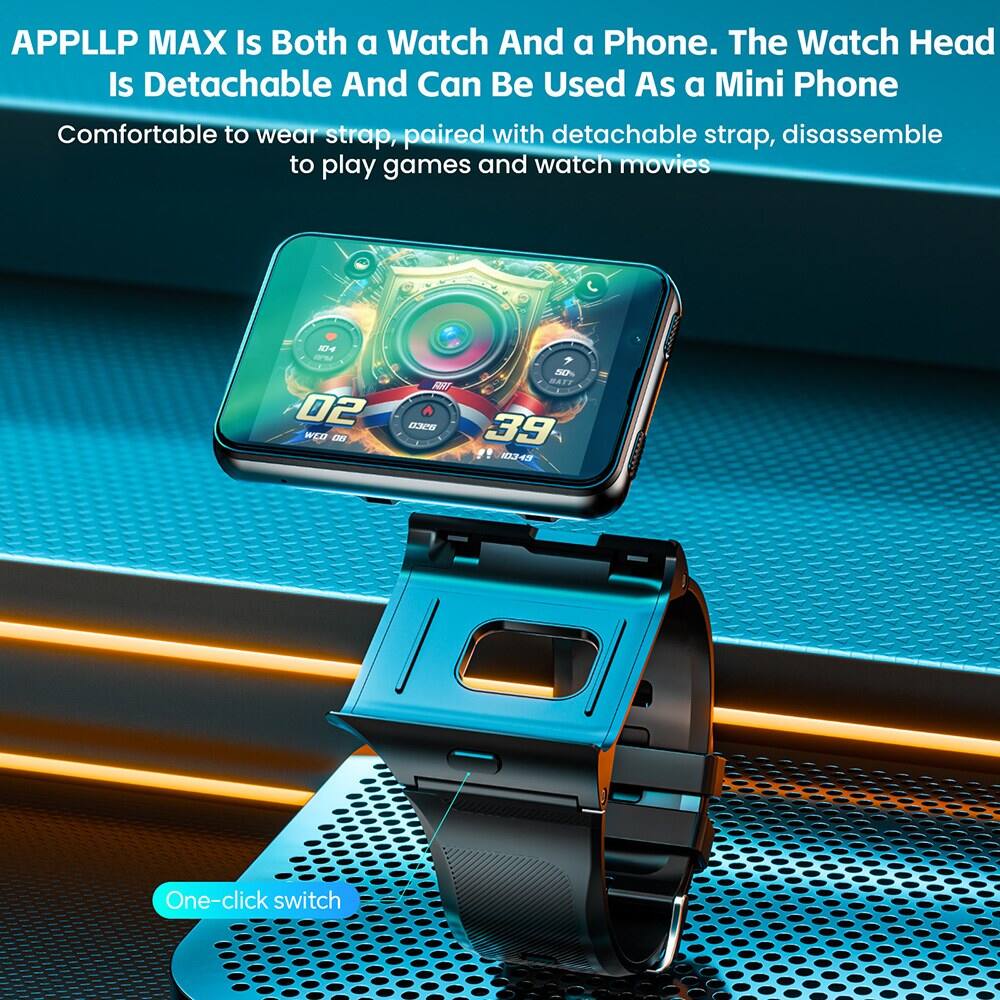 APPLLP MAX Is Both a Watch And a Phone. The Watch Head Is Detachable And Can Be Used As a Mini Phone. Comfortable to wear strap, paired with detachable strap, disassemble to play games and watch movies. One-click switch