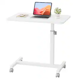 CloudRest Pro - Portable Standing Desk with Lockable Wheels Height Adjustable Rolling Laptop Desk Overbed Bedside Table