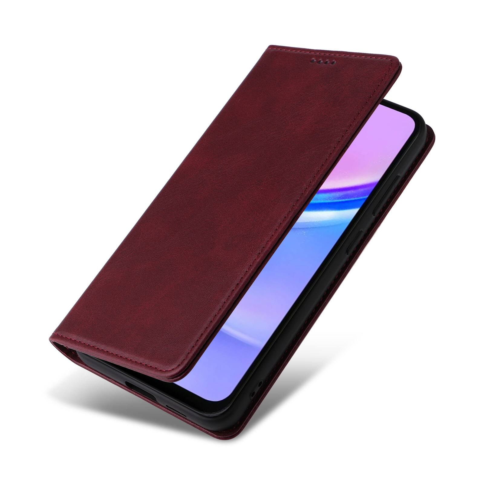 Left. Dteck - Case for Samsung Galaxy A16 5G,Wallet Case with Card Holder for Women Men,Shockproof PU Leather Flip Kickstand Cover - Winered.