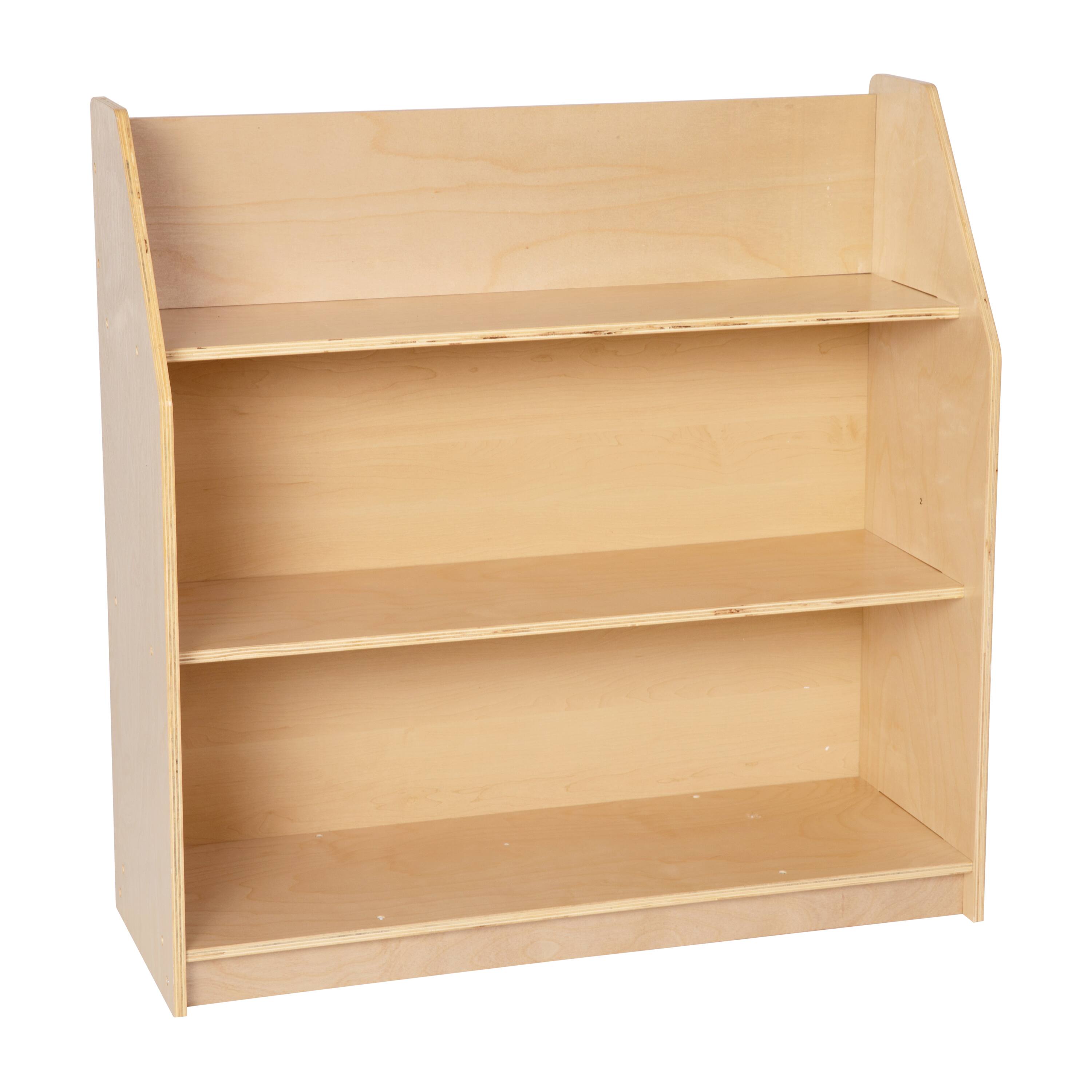 Front. Emma + Oliver - Kid's Bookshelf or Toy Storage Shelf for Bedroom or Playroom in Wood Finish with Safe, Kid-Friendly Curved Edges - Natural.