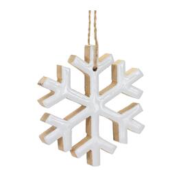 BreeBe - Wood Snowflake Ornament (Set of 12) - White