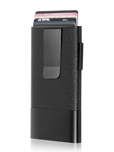 Vulpecula Spade - Minimalist Men's Wallet with Money Clip - Leather & Aluminum Construction Clip Wallet - Durable Best Front Pocket - Leather with Money Clip