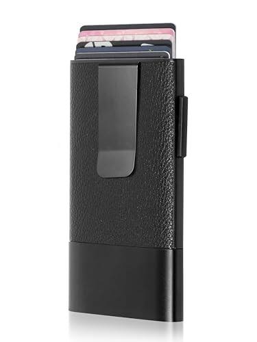 Front. Vulpecula Spade - Minimalist Men's Wallet with Money Clip - Leather & Aluminum Construction Clip Wallet - Durable Best Front Pocket - Leather with Money Clip.