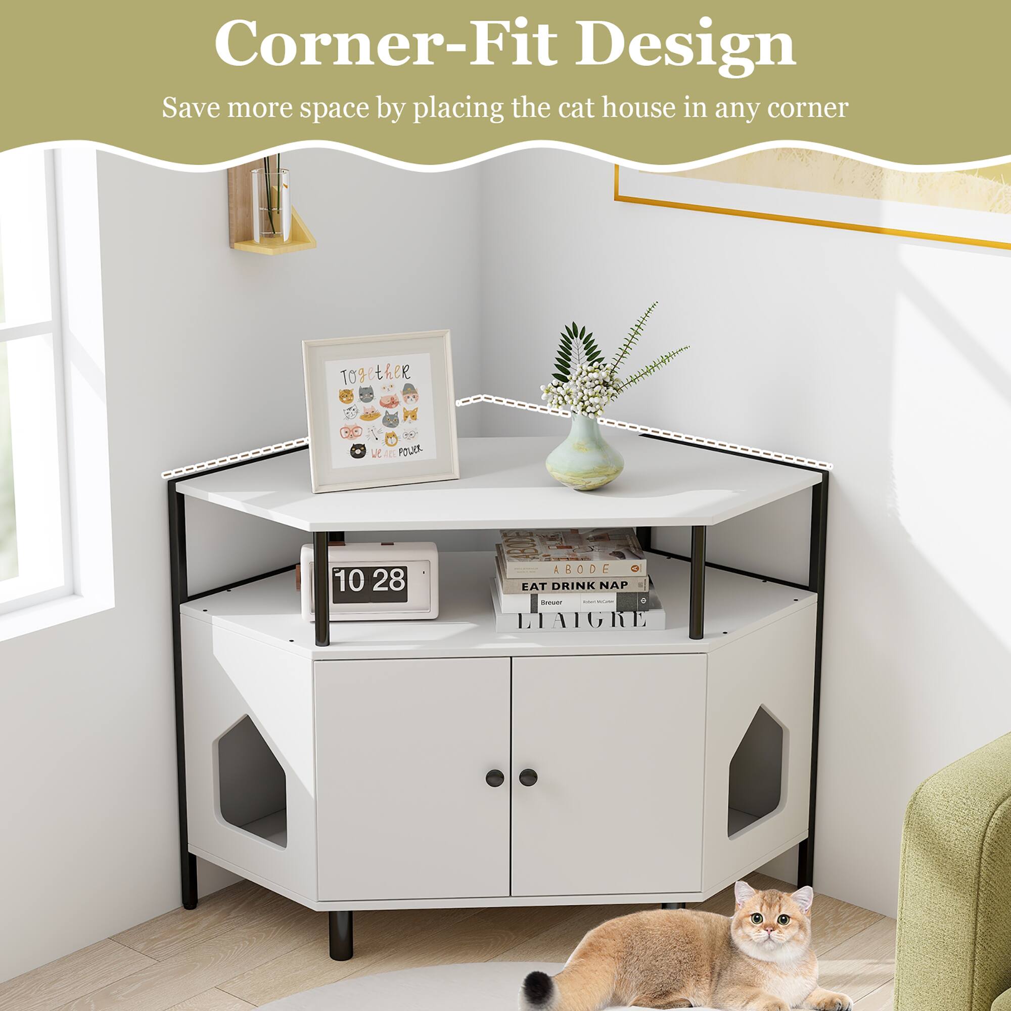 Corner-Fit Design  
Save more space by placing the cat house in any corner  

Together  
We are stronger  

10 28  

ABODE  
EAT DRINK NAP  

LIAIGRE