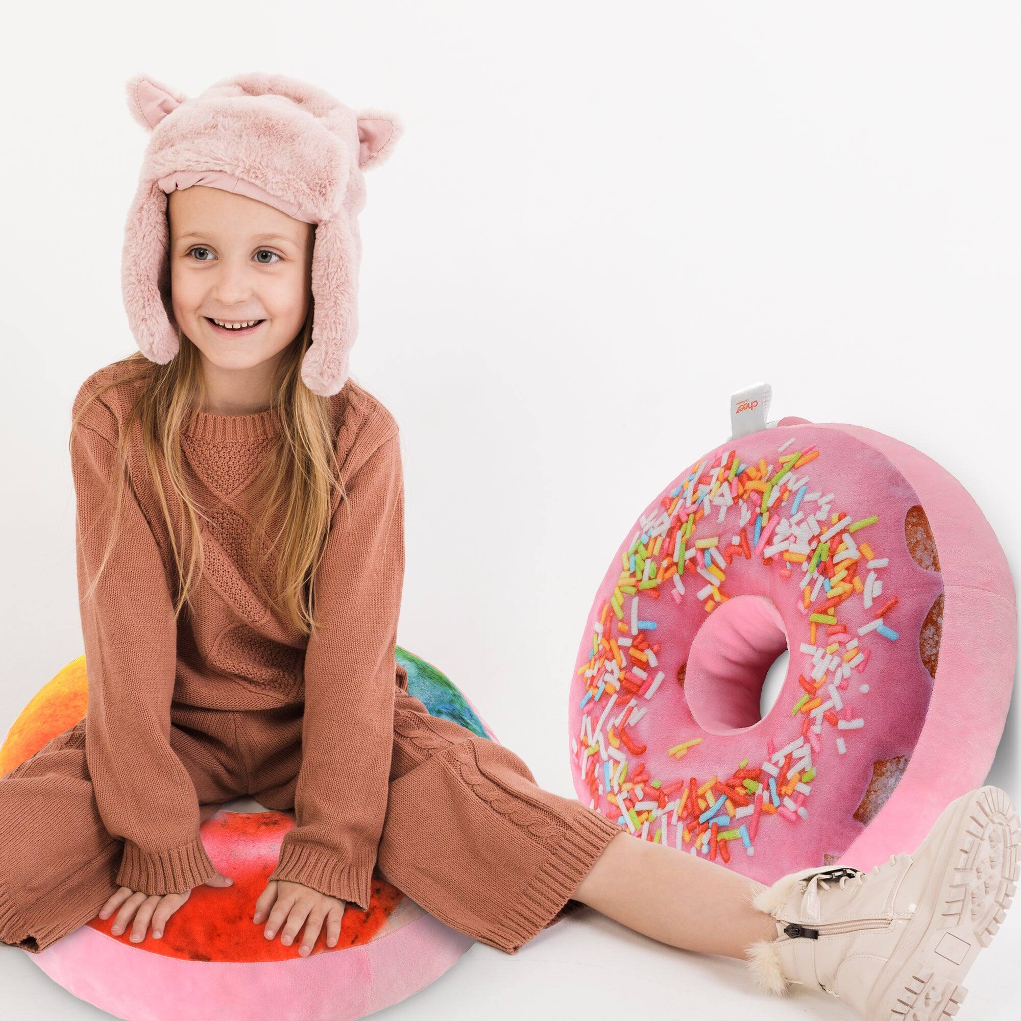 Alt View 8. Cheer Collection - Round Donut Pillow | 2-in-1 Reversible Super Soft Microplush Doughnut Pillow - Rainbow Icing , Rainbow Sprinkles - Rainbow.