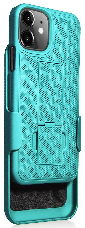 Alt View 3. Nakedcellphone - Case with Stand and Screen Protector and Belt Clip Holster for iPhone 11 - Mint.