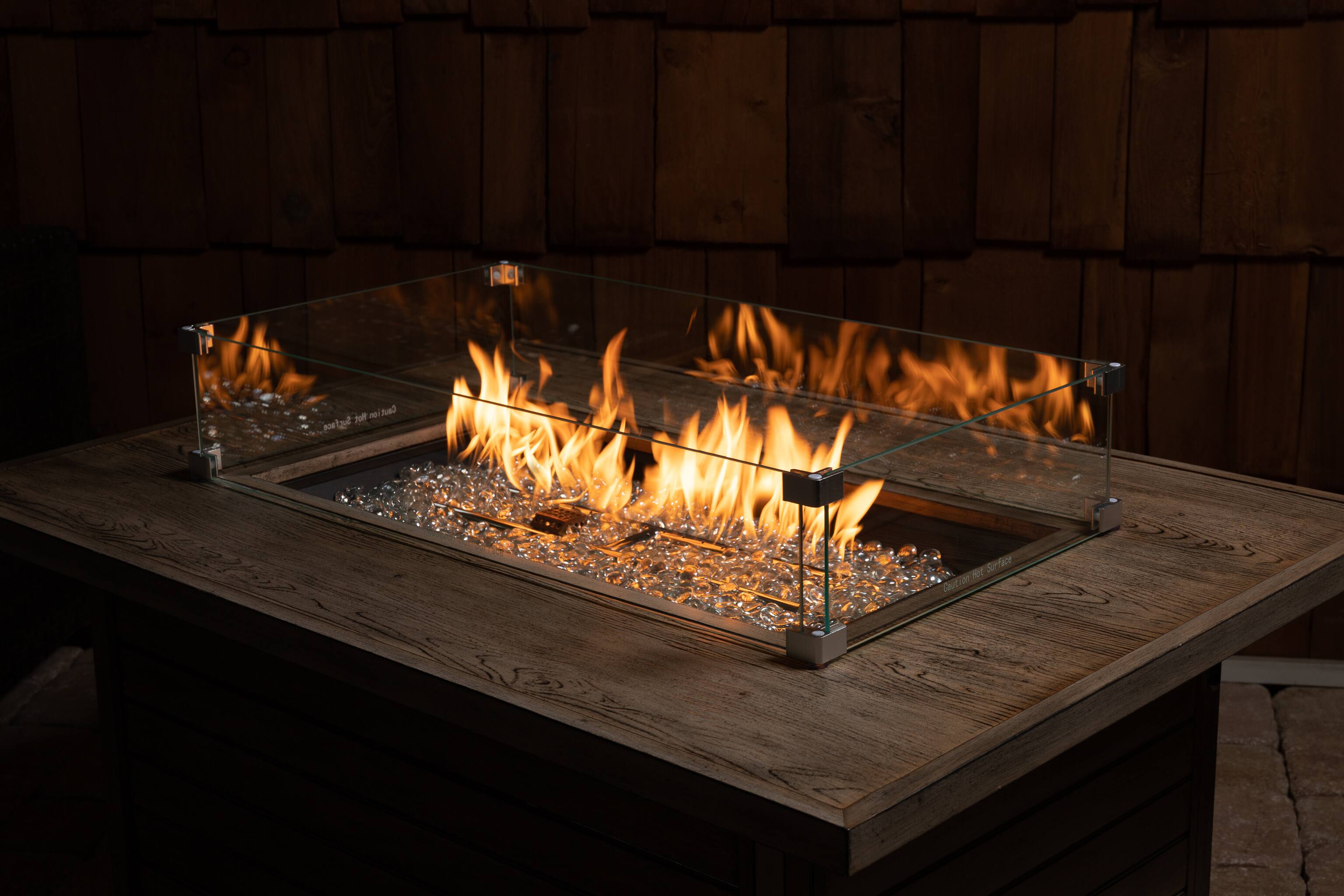 Alt View 17. Fire Sense - Tempered Glass Wind Guard for Rectangle LPG Fire Pits - Clear.