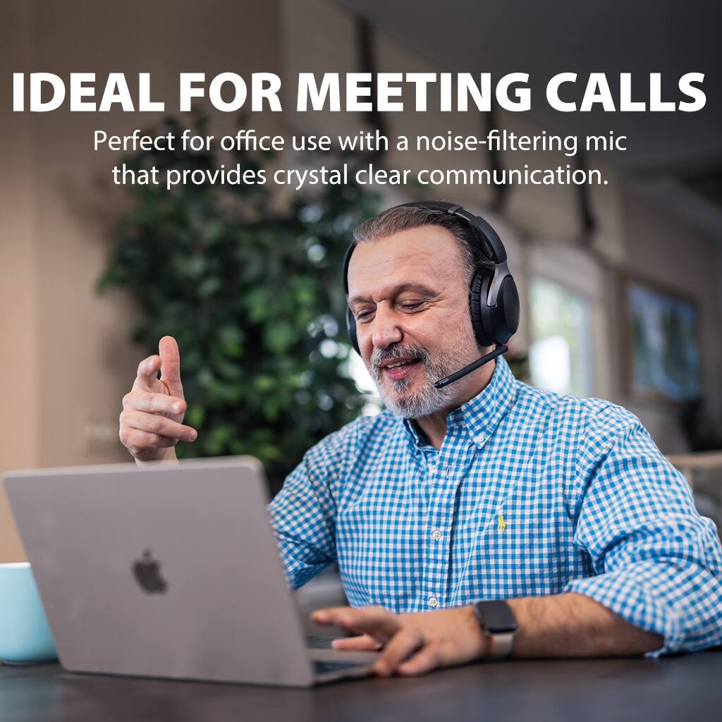 Angle. avantalk - Aria Pro 3 - Bluetooth Wireless Headphones with Mic for Work - 20ms Low Latency, Dual Connection (PC + Phone).