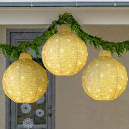 Best Choice Products - 3-Piece Hanging Pop-Up Outdoor Christmas Ornaments, LED Lights, 8 Light Functions - Gold