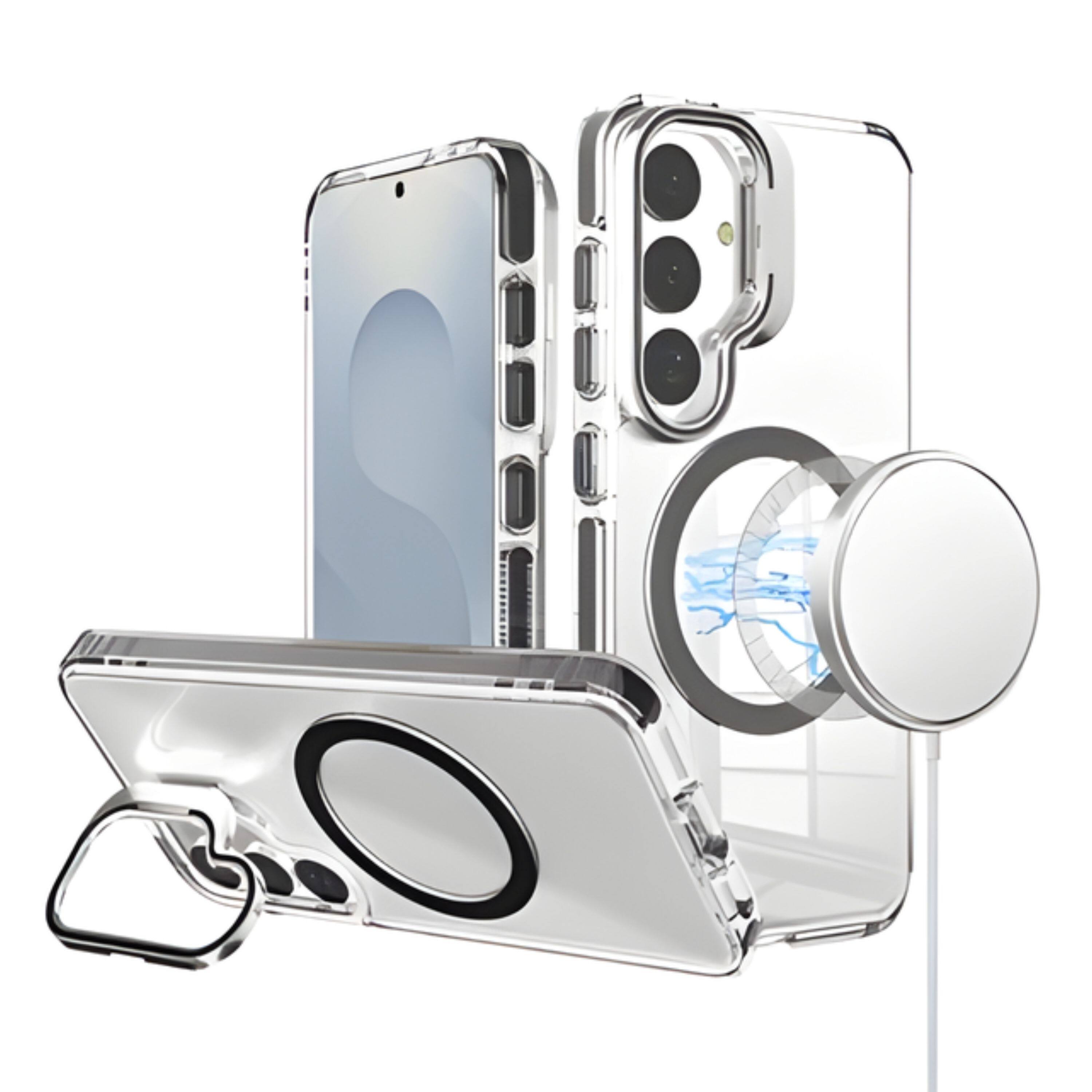 Angle. Kitcheniva - Magnetic Circle Camera Stand Phone Case With Tempered Glass For Samsung Galaxy S26 - Black.