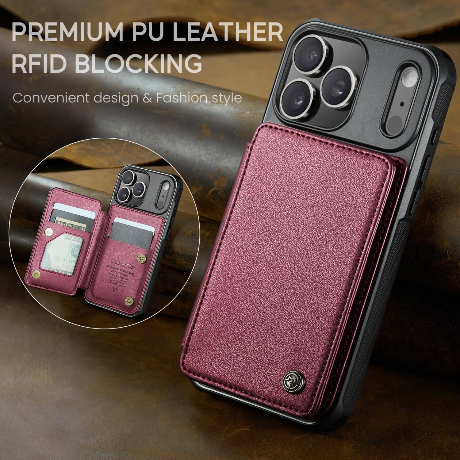PREMIUM PU LEATHER RFID BLOCKING  
Convenient design & Fashion style