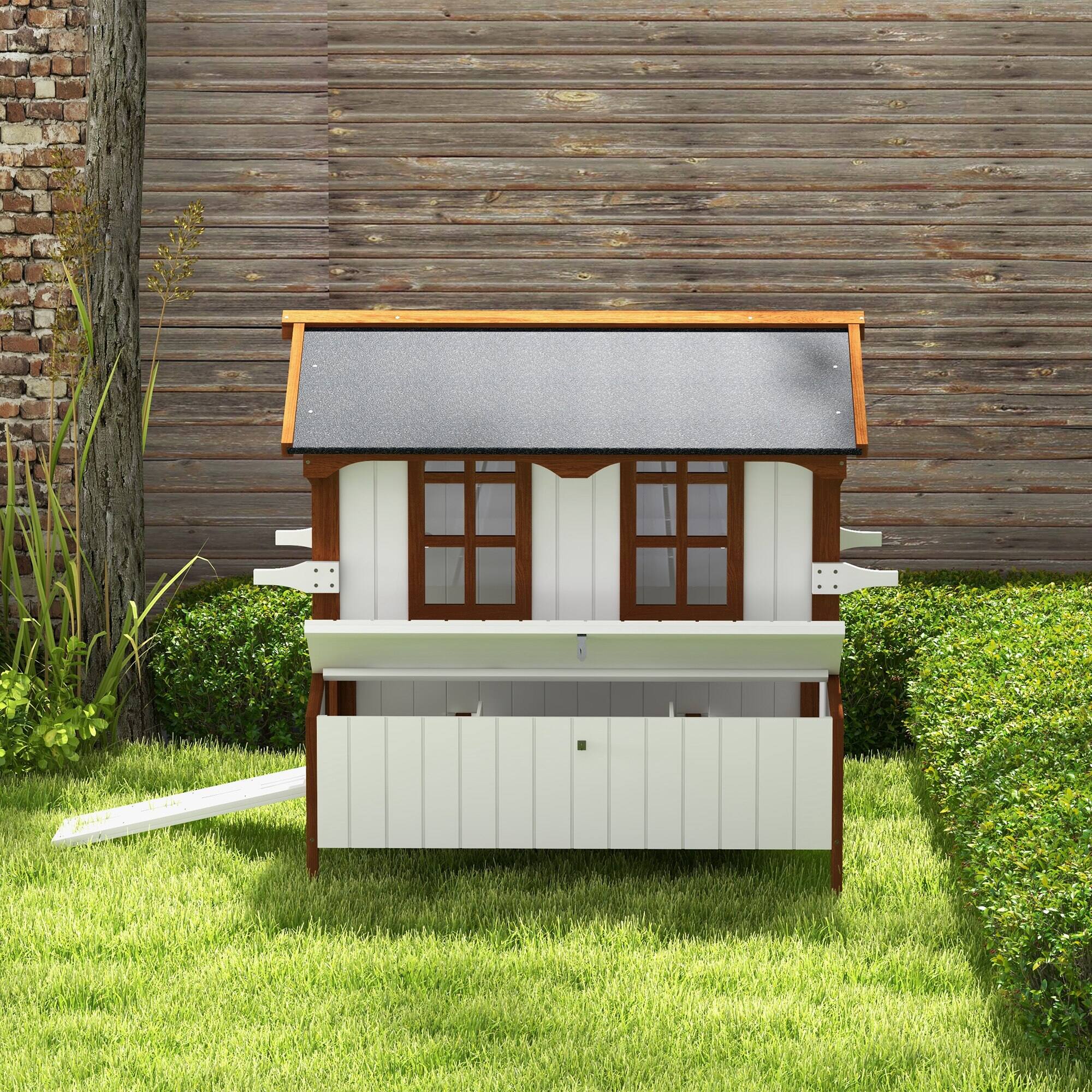 Alt View 8. Pawhut - 47" Chicken Coop Wooden Chicken House Rabbit Hutch with Nesting Box.
