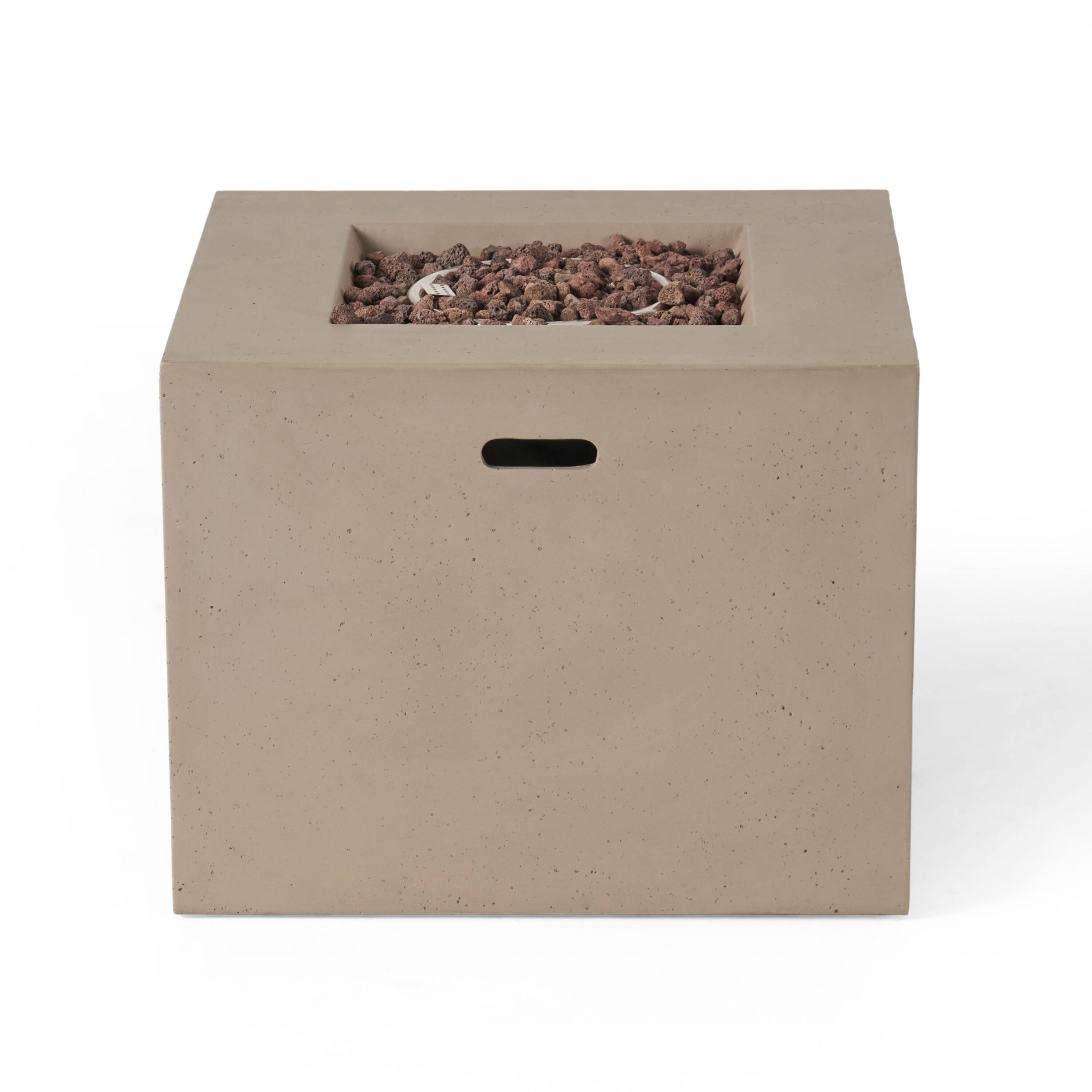 Angle. APRILSOUL - AIDAN 31 inch SQUARE FIRE PIT 40000 BTU - LIGHT GREY.