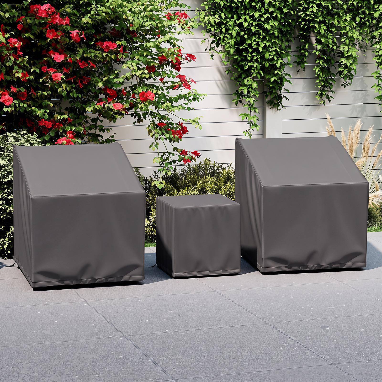Alt View 3. Costway - Costway Patio Furniture Covers Waterproof Conversation Covers for 3 PCS Bistro Set - Gray.