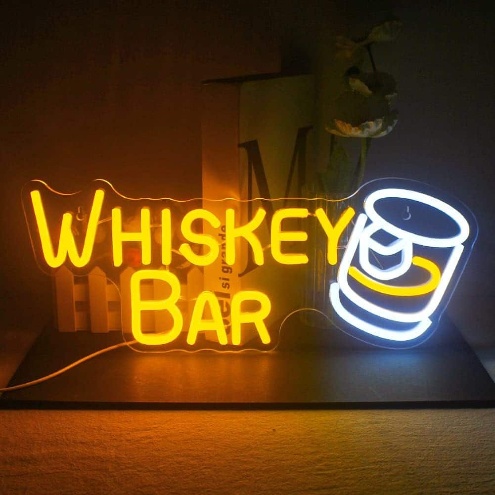 Auledio - Whiskey Bar Neon Sign Led Neon Lights For Wall Decor Light Up Bar Signs For Home Bar Cart Restaurant - Multicolor