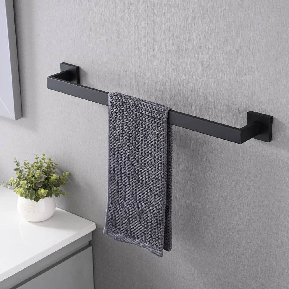 Alt View 2. JUJABU - 4- Piece Bathroom Hardware Set Matte Black - Matte Black.