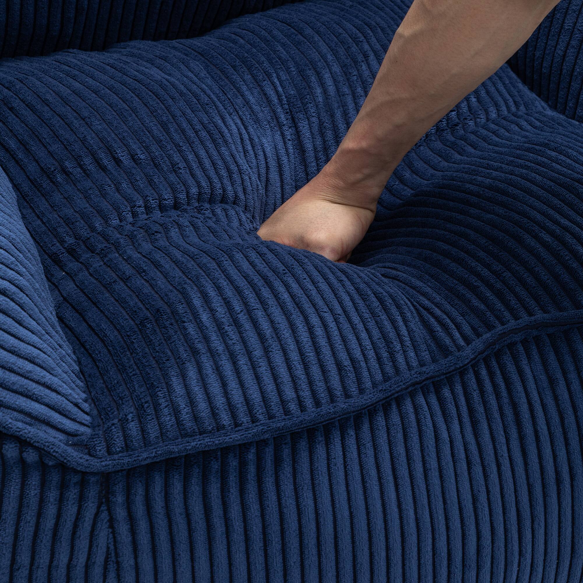 Alt View 6. GOODSILO - Large Corduroy Bean Bag Sofa Chair with Armrests and Included Filler for Living Room and Bedroom - Dark Blue.