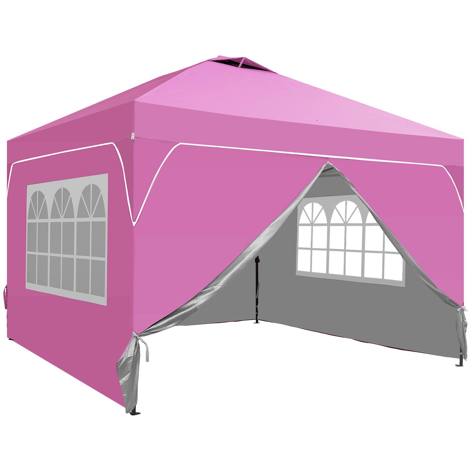 Alt View 4. Ainfox - Ainfox 12x12 Pop Up Canopy Outside Canopy with Wheeled Carry Bag SandBags and Ground Nails - pink.
