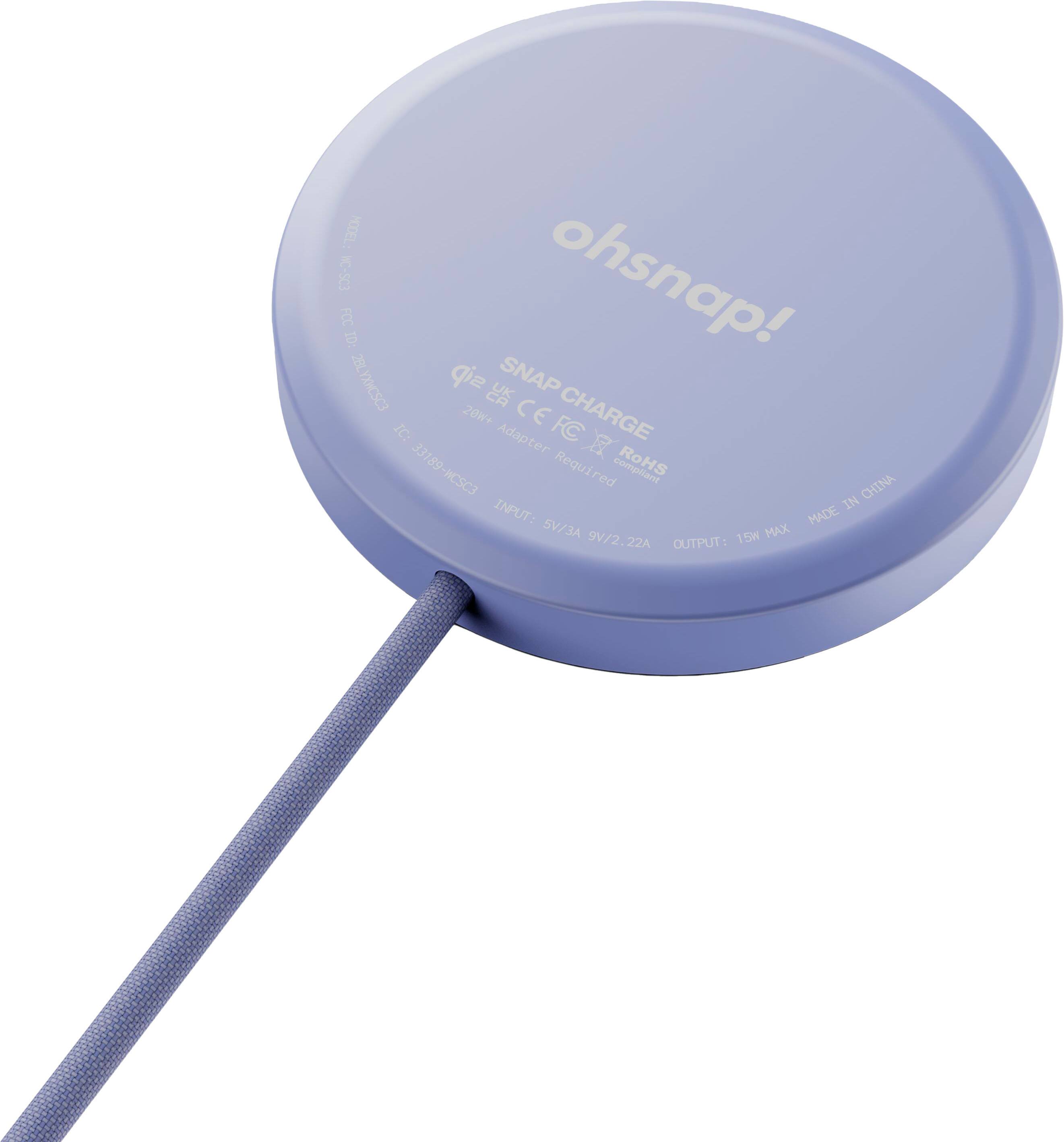 I C-SC3 ohsnap! FCC ID: 28LYXNCSC3 qiz  SNAP 20W+ CE CHARGE IC: Adapter FC 33189-WCSC3 Required RoHS CHINA IN INPUT: MADE SV/3A 15W MAX 9V/2.22A 22A OUTPUT: