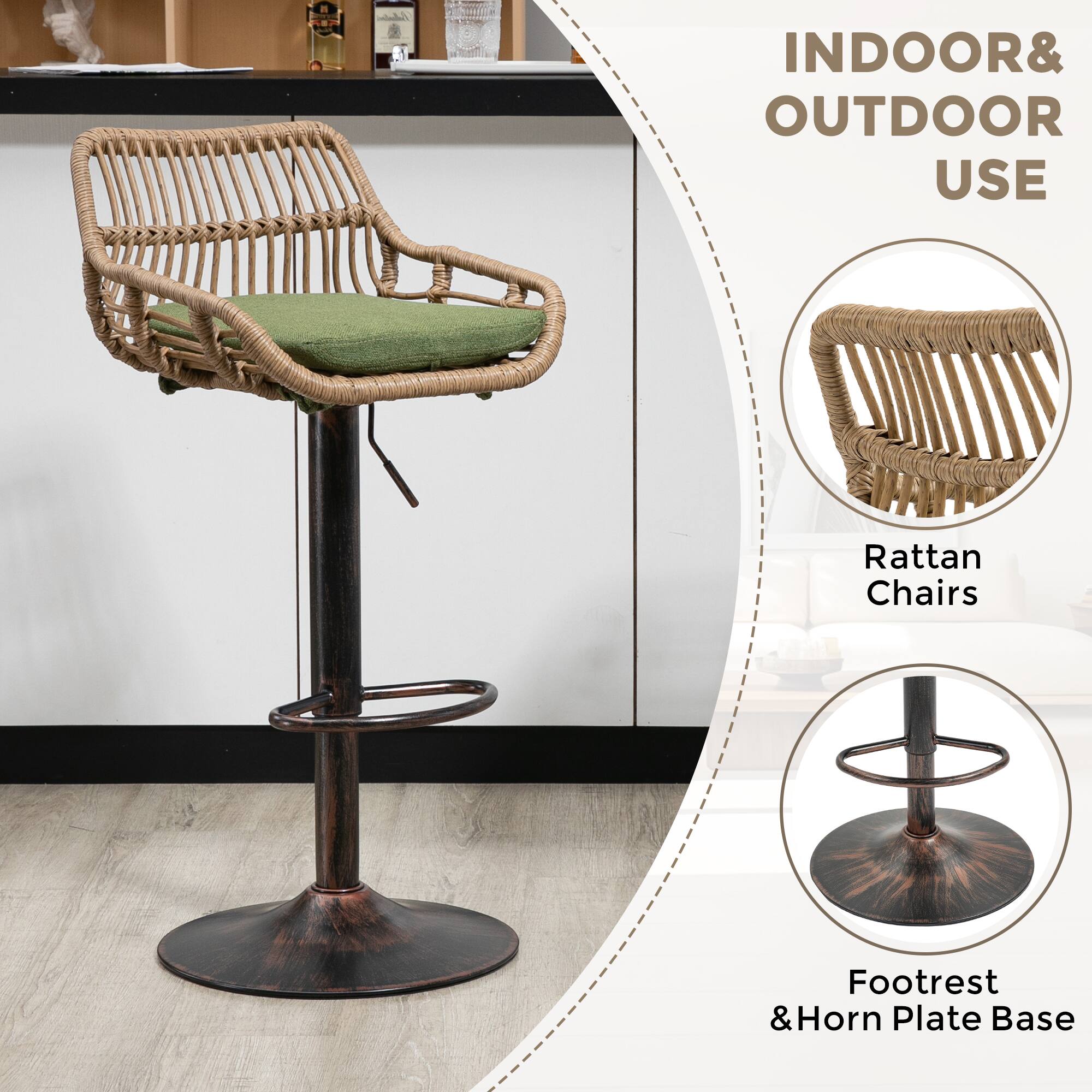 INDOOR & OUTDOOR USE

Rattan Chairs

Footrest & Horn Plate Base