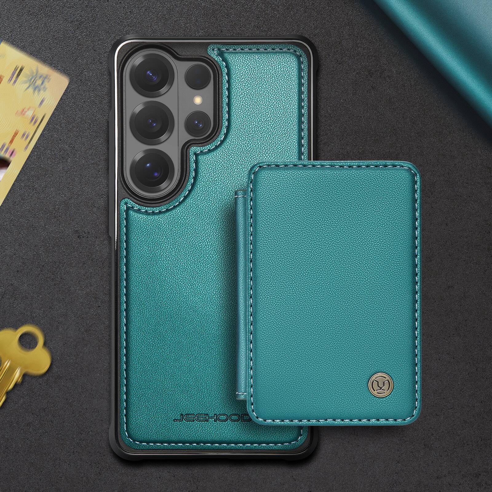 Alt View 6. Dteck - 2-in-1 Wallet Case for Samsung Galaxy S26 Ultra with Magnetic Card Holder, RFID PU Leather Flip Folio Kickstand Cover - Blue.