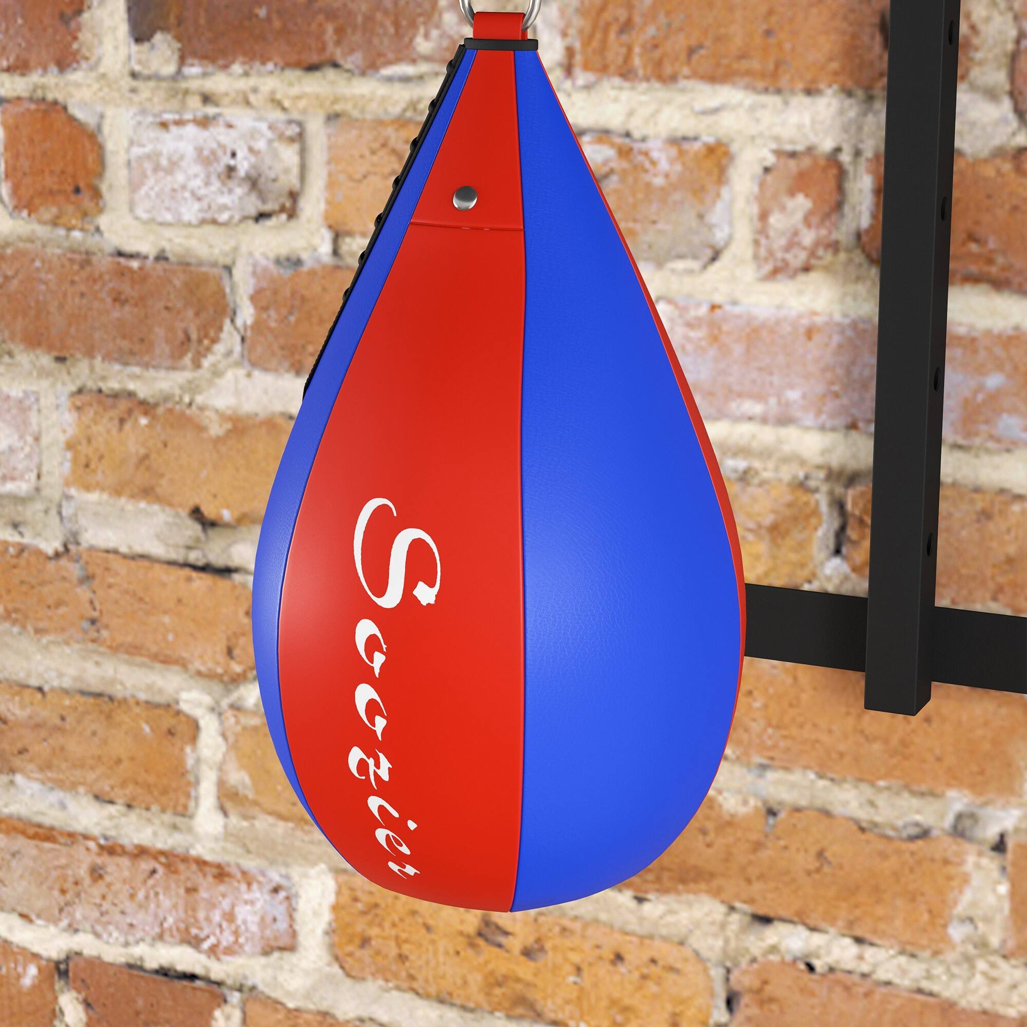 Alt View 8. Soozier - Adjustable Speed Bag Platform, Wall Mounted Punching Bag with 360-Degree Swivel for Home Fitness - Blue and Red.