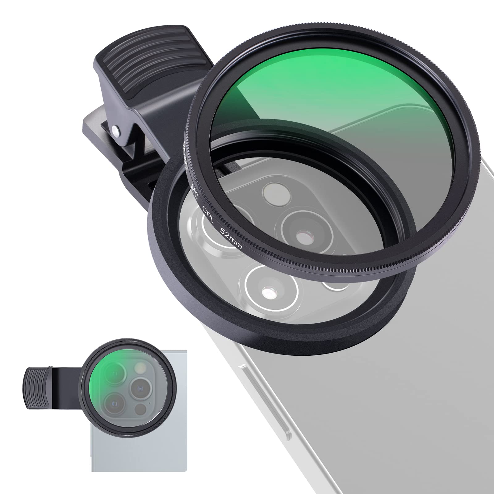 Neewer - FL-26 52mm CPL Clip-On Filter for iPhone/Android