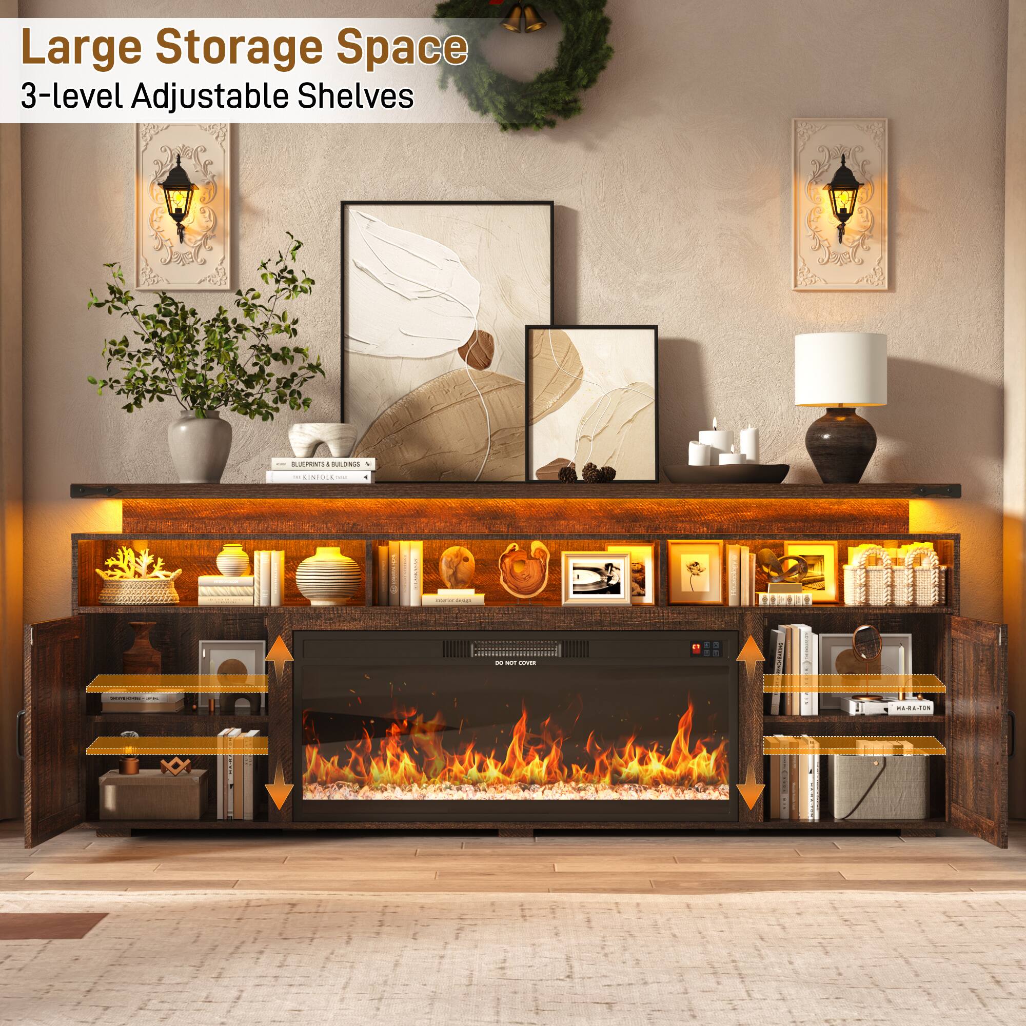 Large Storage Space  
3-level Adjustable Shelves