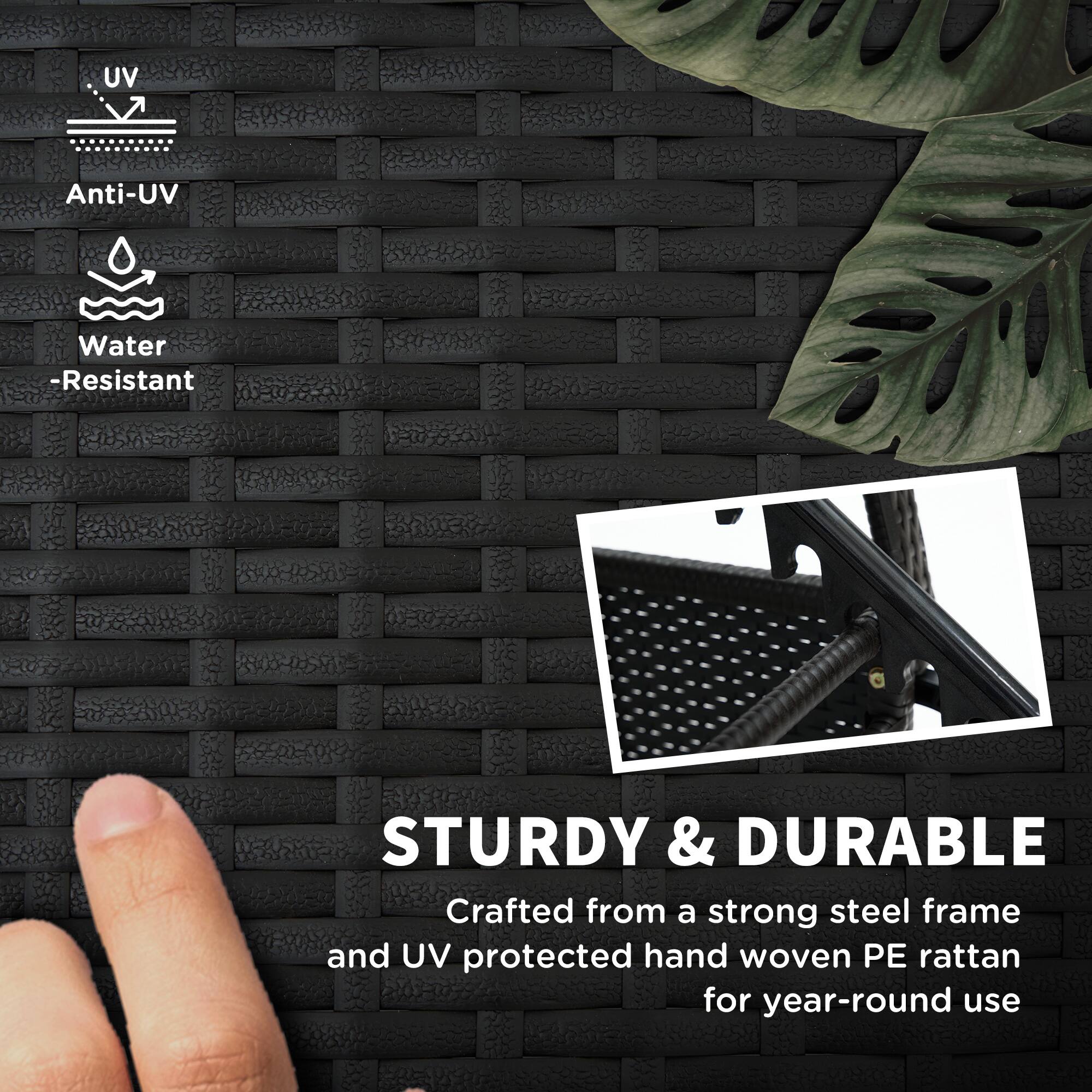 STURDY & DURABLE, Crafted from a strong steel frame and UV protected hand woven PE rattan for year-round use, UV Anti-UV Water -Resistant