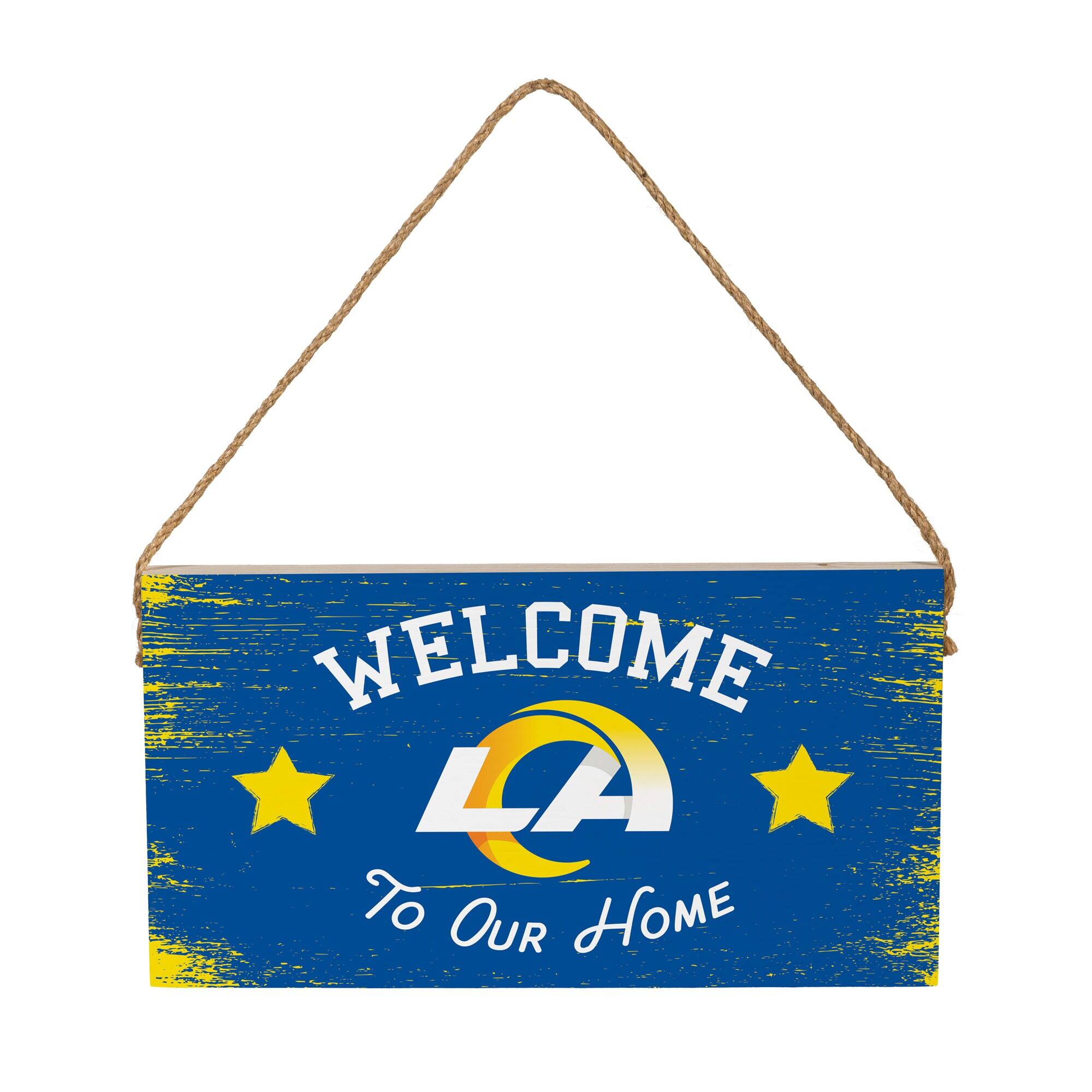 Los Angeles Rams 6" x 11" Welcome Home Wood Wall Sign with Rope Hanger