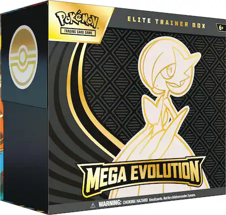 Pokémon Trading Card Game
Elite Trainer Box
6+
Mega Evolution
Warning: Choking Hazard. Small parts. Not for children under 3 years.