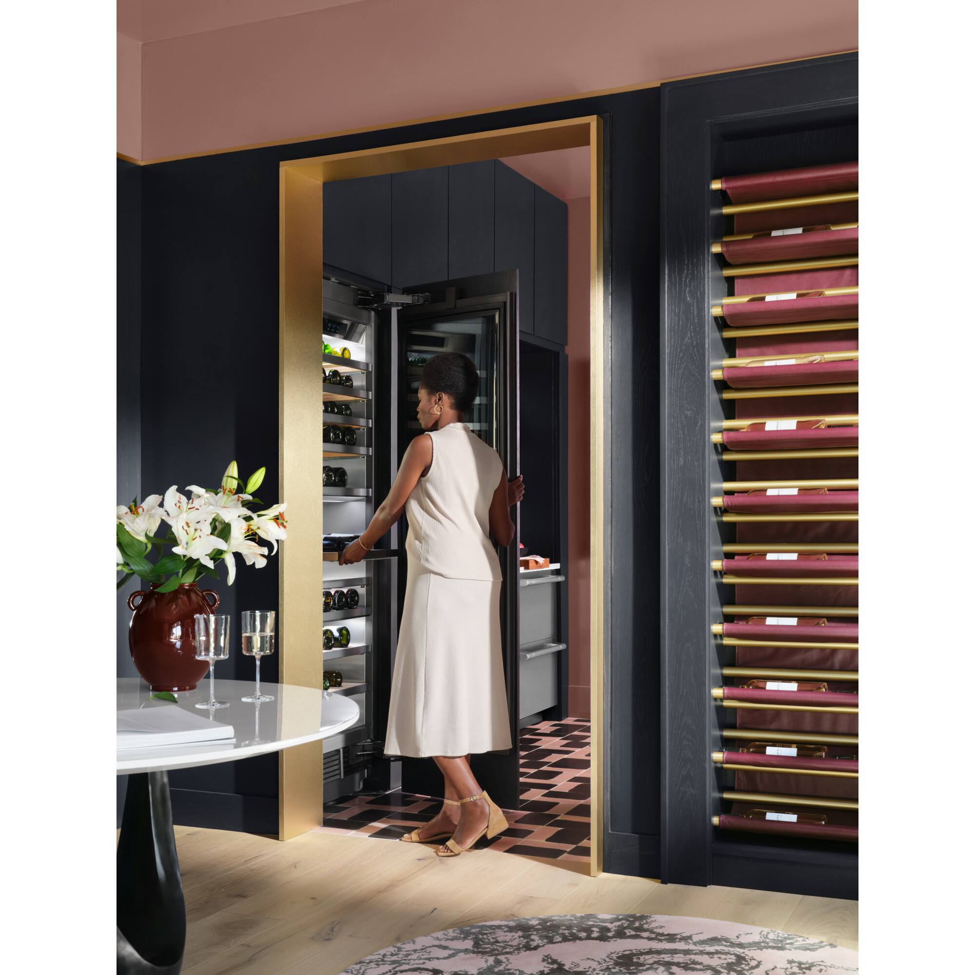 Alt View 3. SKS - 24-inch 113-Bottle Built-In Smart Column Wine Cooler with 3 Temperature Zones - Custom Panel Ready.