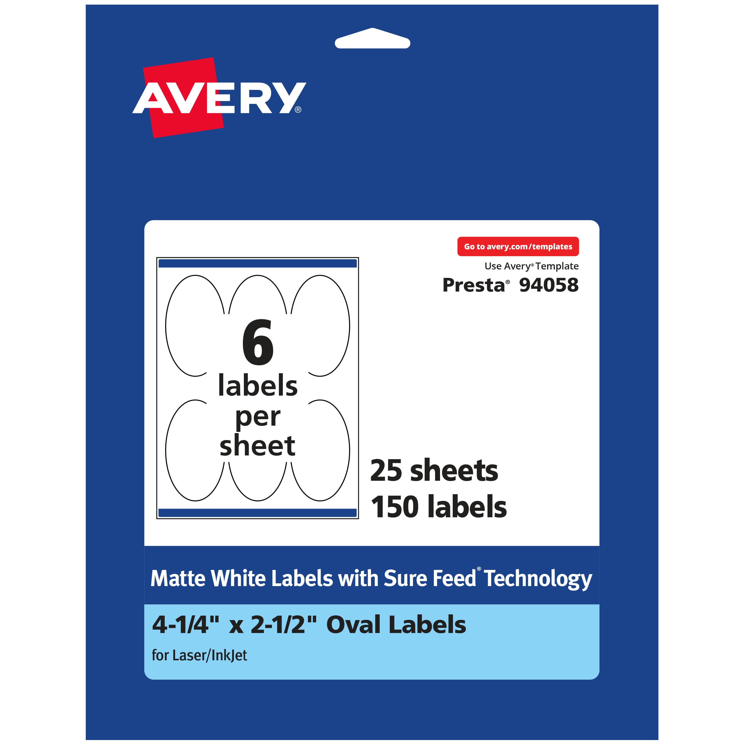 "Avery - Matte Oval Labels, 4.25"" x 2.5"", 150 Labels - White" price history on PriceWatchPro