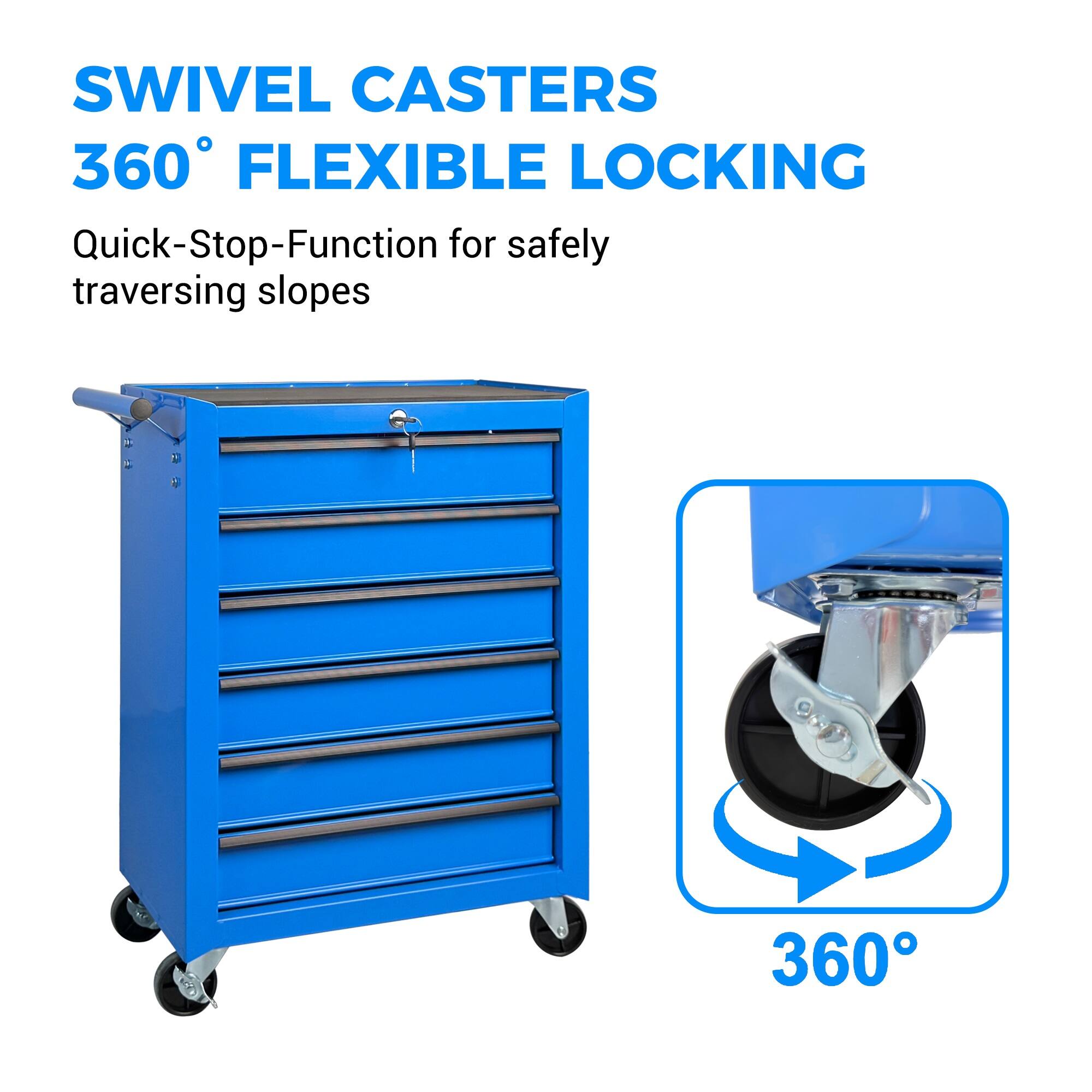 SWIVEL CASTERS  
360° FLEXIBLE LOCKING  
Quick-Stop-Function for safely traversing slopes