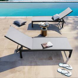 Crestlive Products - Outdoor Adjustable Aluminum Chaise Lounge Chairs (Set of 2) for Patio Pool Terrace - Light Gray