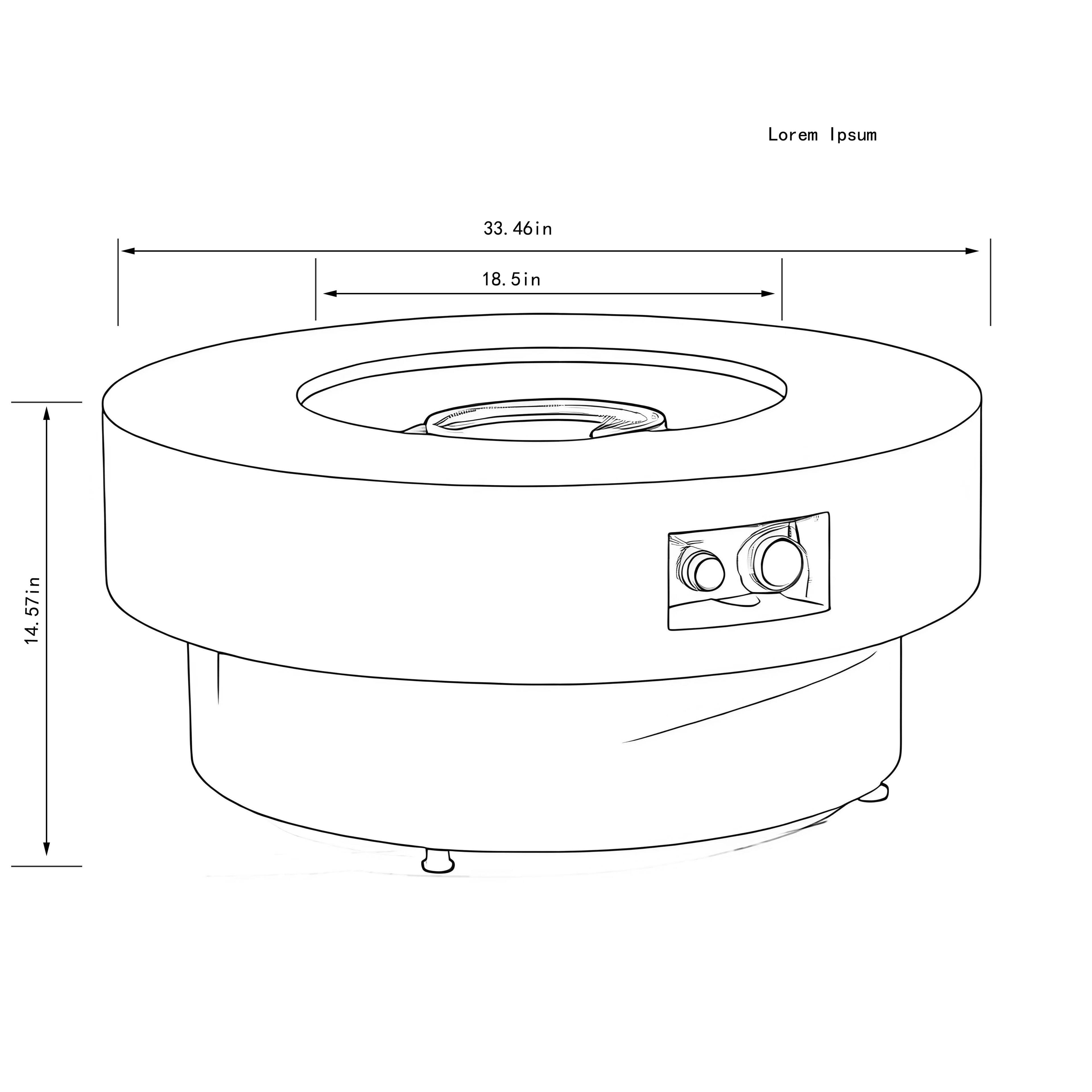 Sure, here is the corrected and grouped text from the image:

- **Lorem Ipsum**
- **33.46in**
- **18.5in**
- **14.57in**