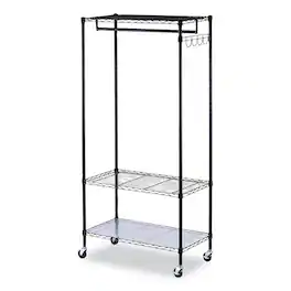 Alera - Wire Shelving Garment Rack, 30 Garments, 36w X 18d X 75h, Black - Black