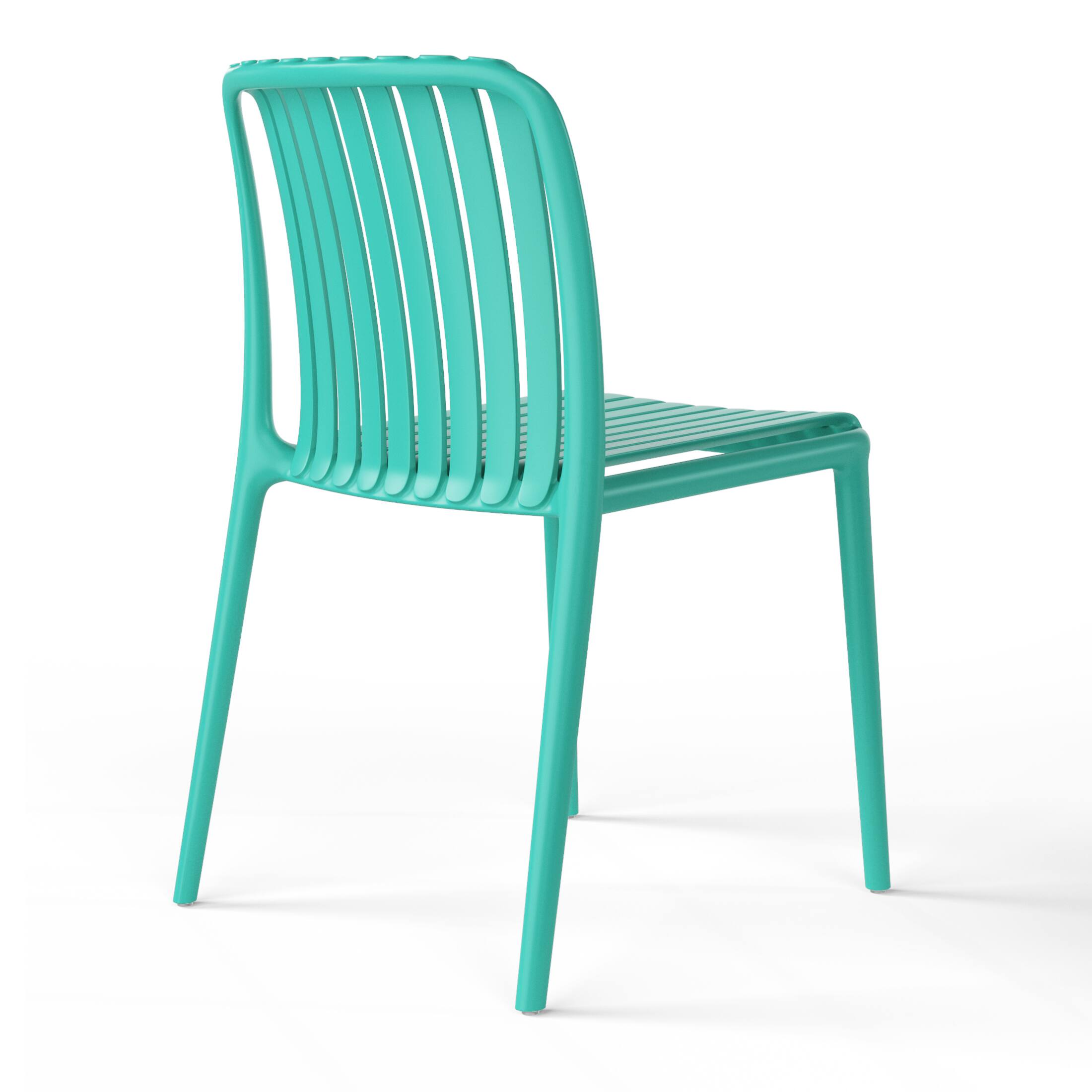 Alt View 2. WestinTrends - WestinTrends Playa 3-Piece Outdoor Metal Dining Table Set And Stackable Resin Patio Chairs - Turquoise.