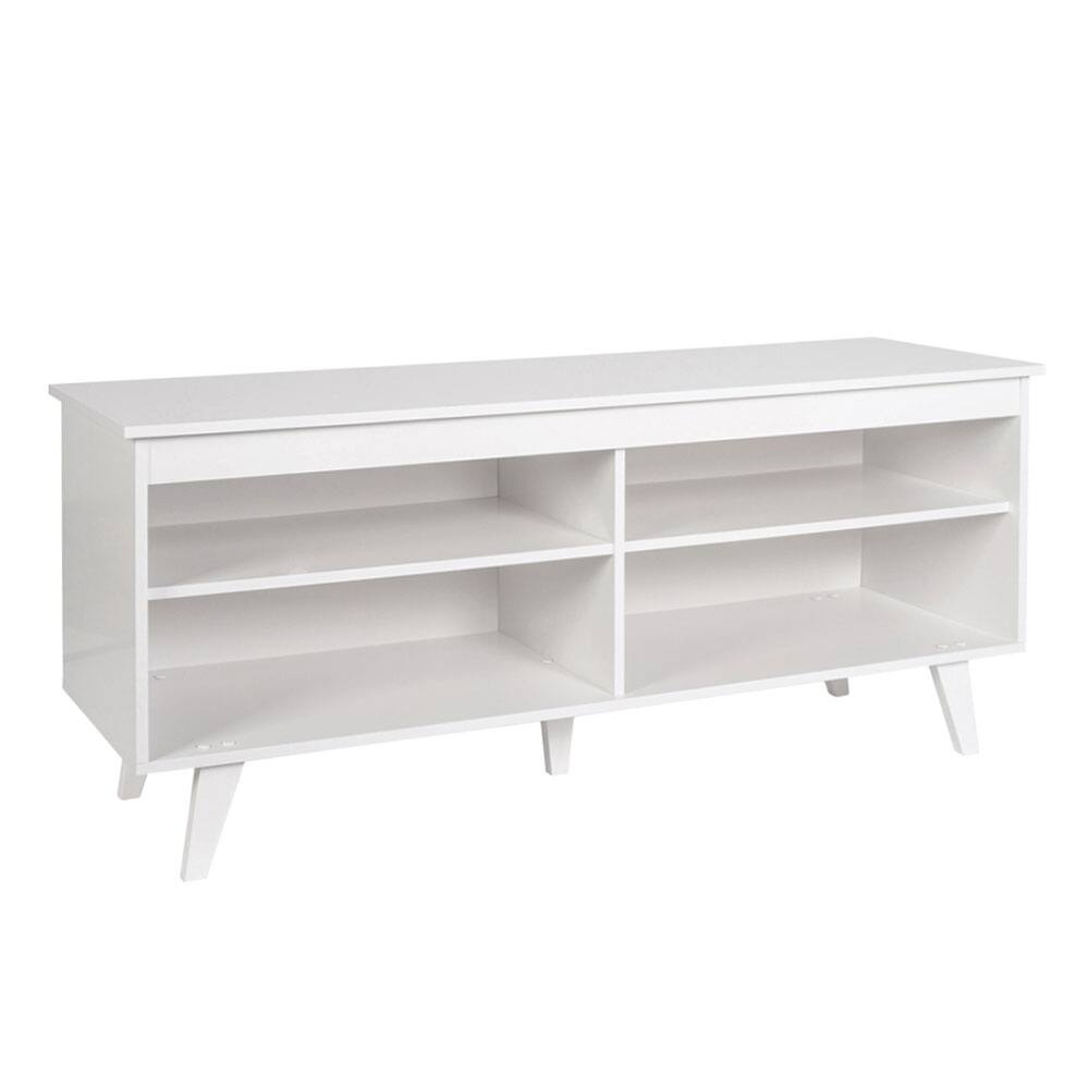 Back. Madesa - Madesa TV Stand with 4 Open Shelves and Cable Management 53"L Media Storage Living Room and Bedroom - White - White.
