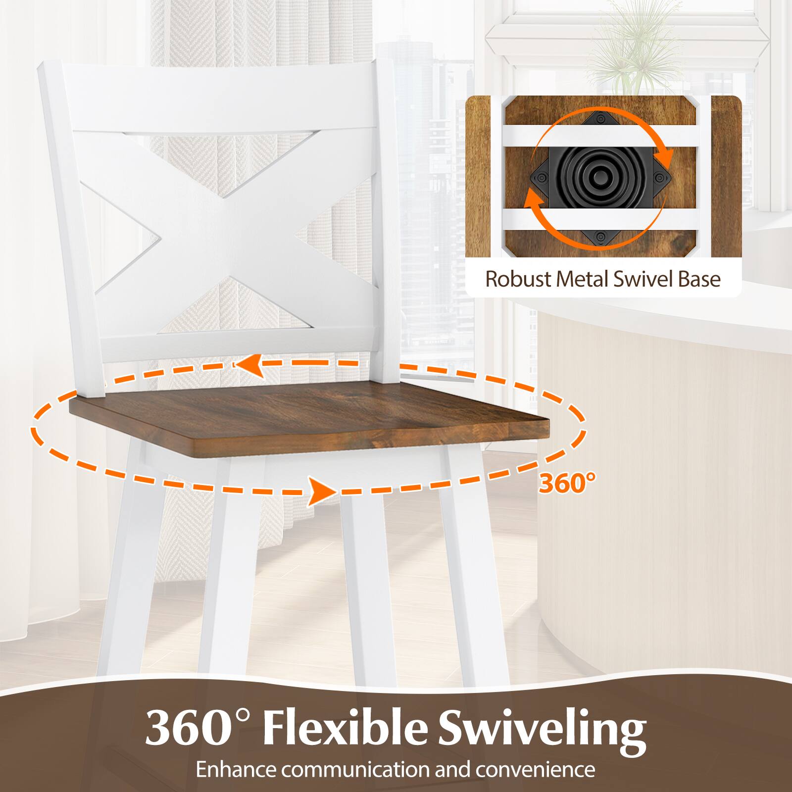 Robust Metal Swivel Base

360° Flexible Swiveling
Enhance communication and convenience