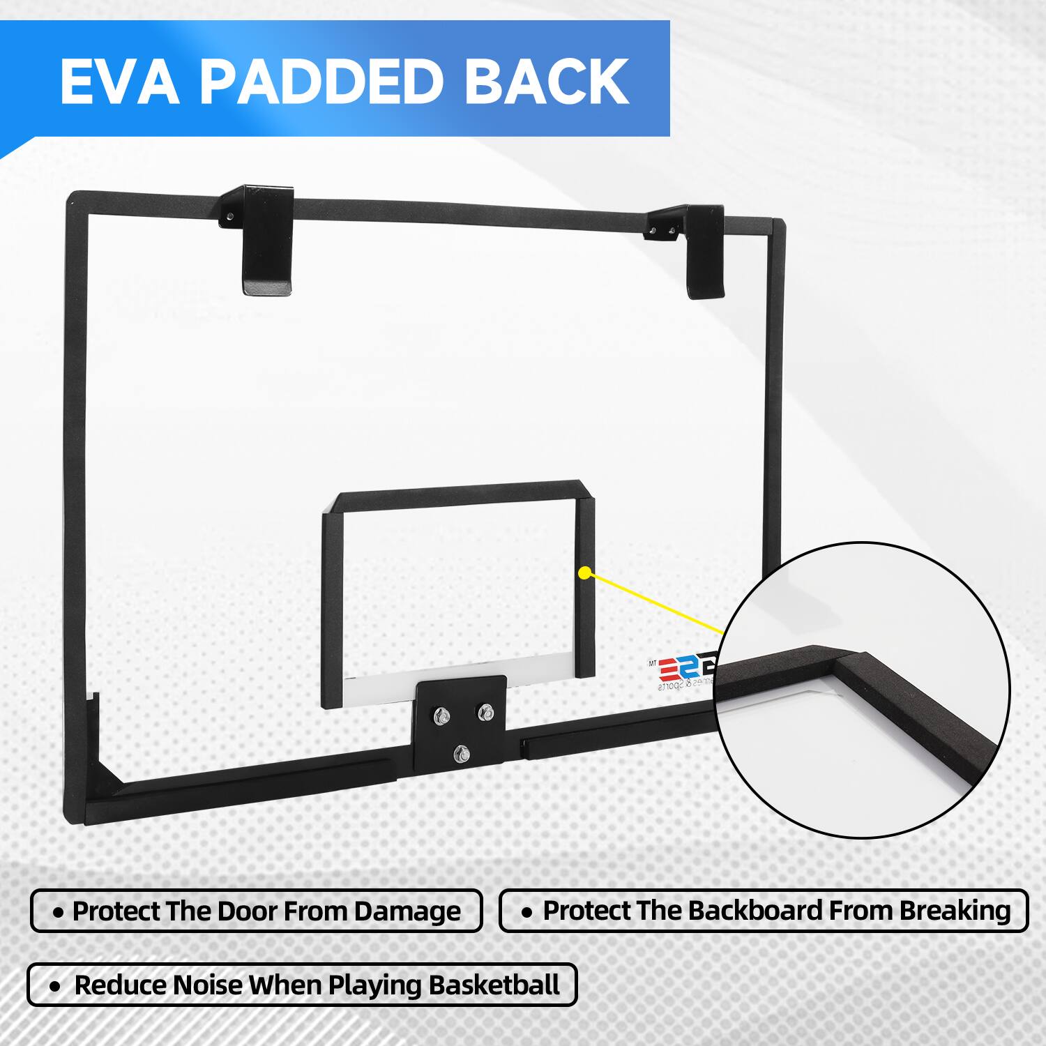 EVA PADDED BACK - Protect The Door From Damage - Protect The Backboard From Breaking - Reduce Noise When Playing Basketball