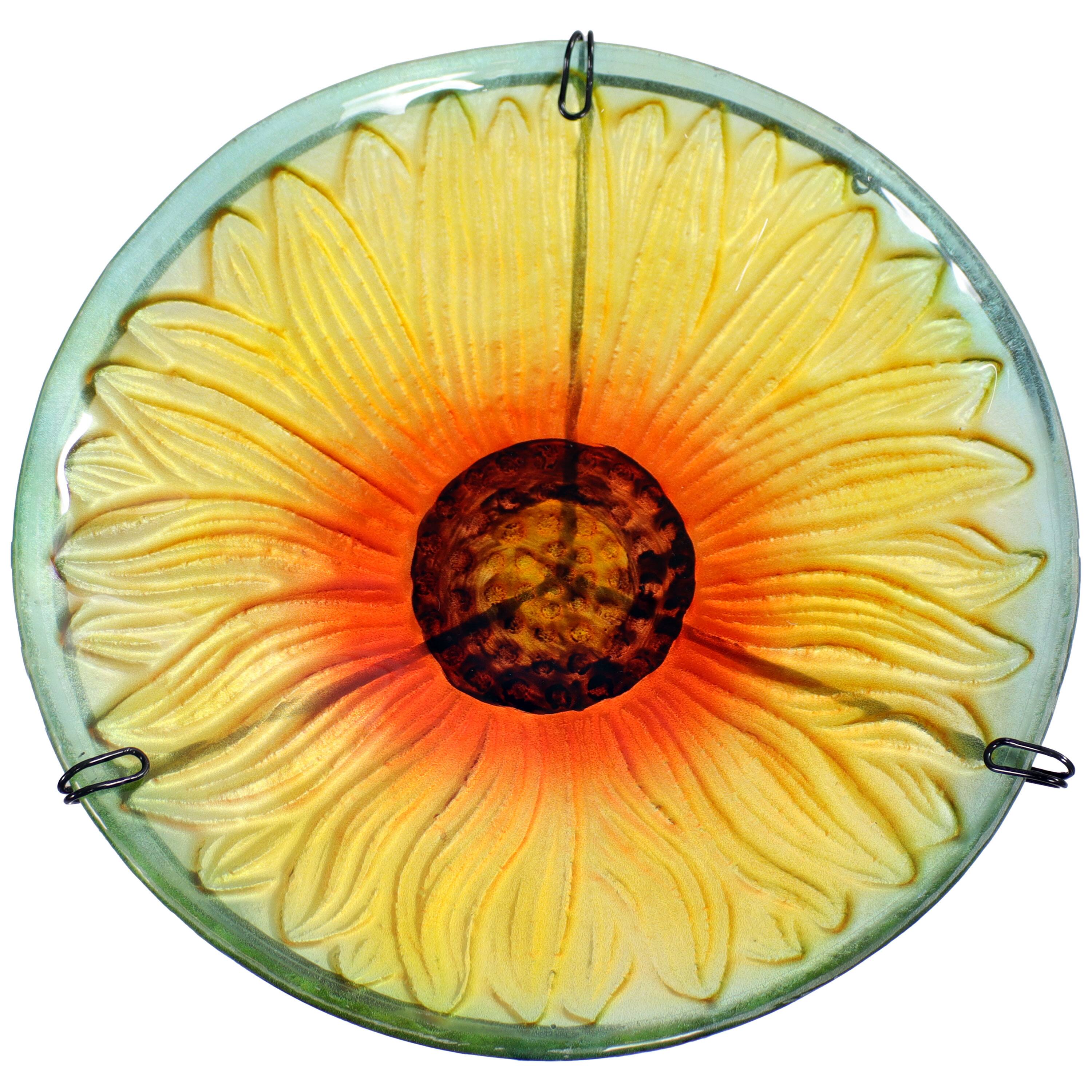 Alt View 7. Sunnydaze - Deck-Mounted Glass Bird Bath with Stake - Blooming Sunflower.