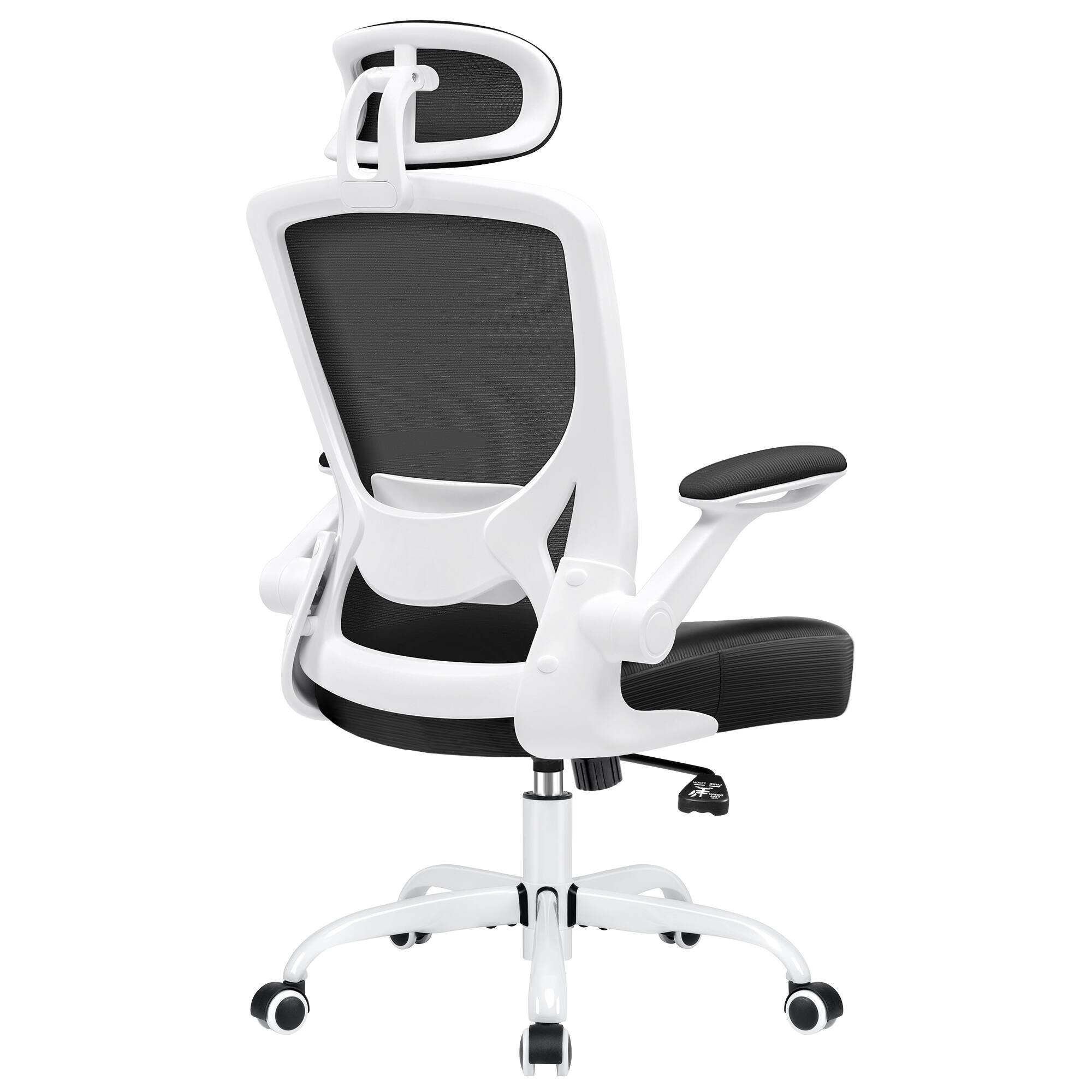 Alt View 5. KERDOM - Ergonomic Office Chair, High Back Mesh Chair, Adjustable Lumbar Support & Headrest, Flip-up Arms, Computer Gaming Chair - White.