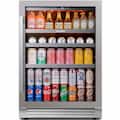 Ca'Lefort - 24 inch Beverage Refrigerator, 180 Cans Built-in Beverage Cooler, 34-54 ℉, 3 Color LED Drink Cooler with Glass Doors - Stainless Steel
